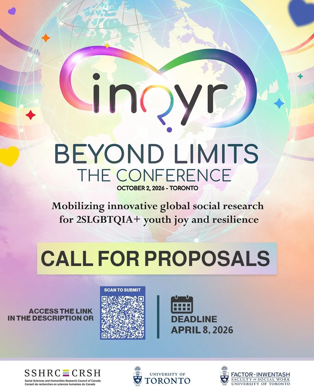 Great News! 

We are thrilled to announce the very first INQYR Conference: Beyond Limits!

Join us on October 2, 2026, in Toronto for a one-day, in-person conference bringing together people who care deeply about the lives, rights, joy, and resilienc