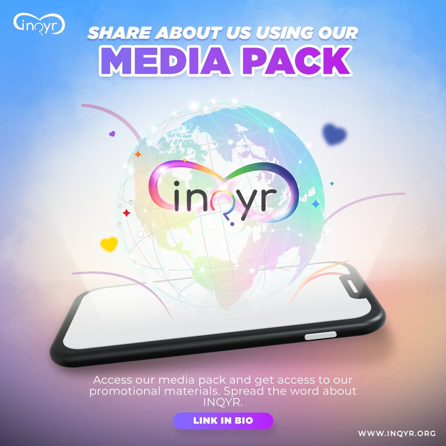 Help us spread the word!

Our INQYR Media Pack is now available&mdash;full of ready-to-use graphics and materials to share with your community.

You can help amplify conversations around 2SLGBTQIA+ youth wellbeing and be part of a growing global move
