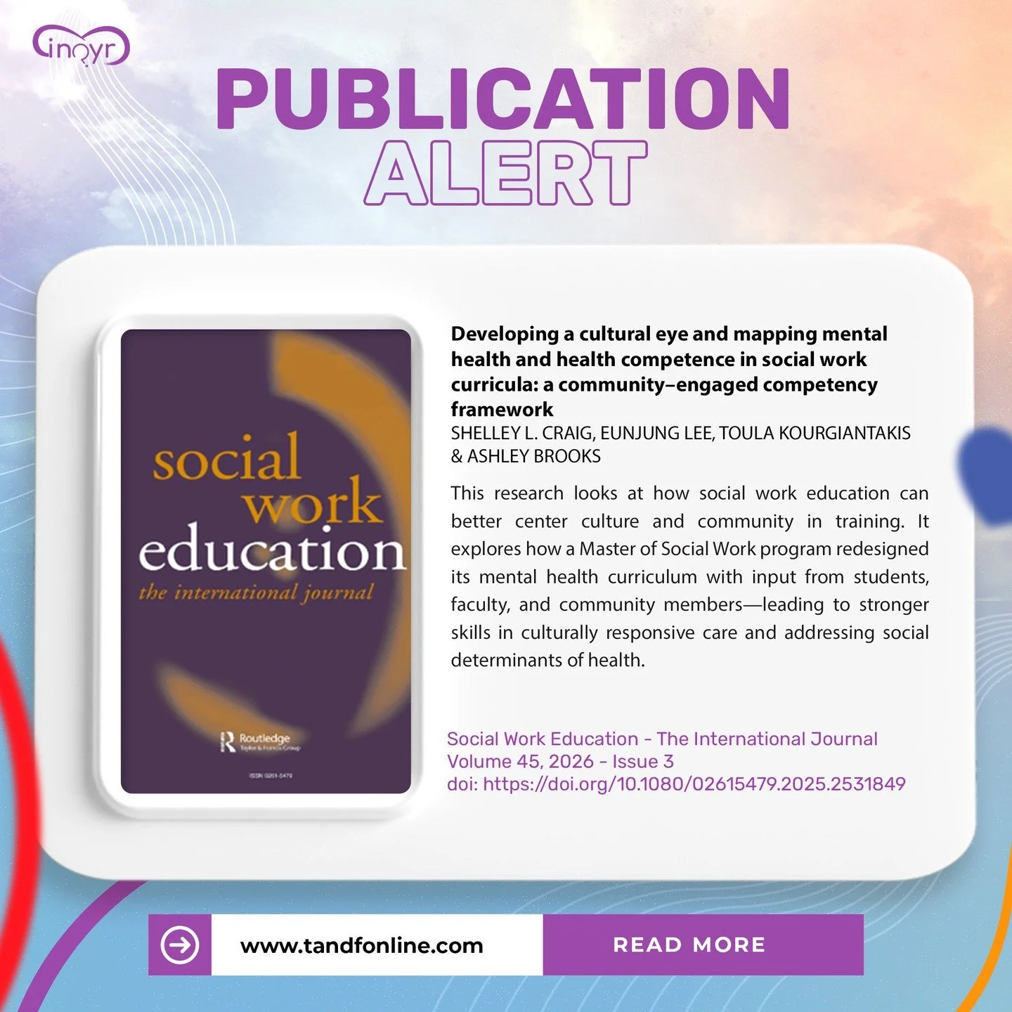 🚨 New publication alert!

As part of INQYR&rsquo;s commitment to advancing community-engaged research, some of our members were involved in this work&mdash;and we&rsquo;re excited to share that this article is finally out! 

The study explores how s