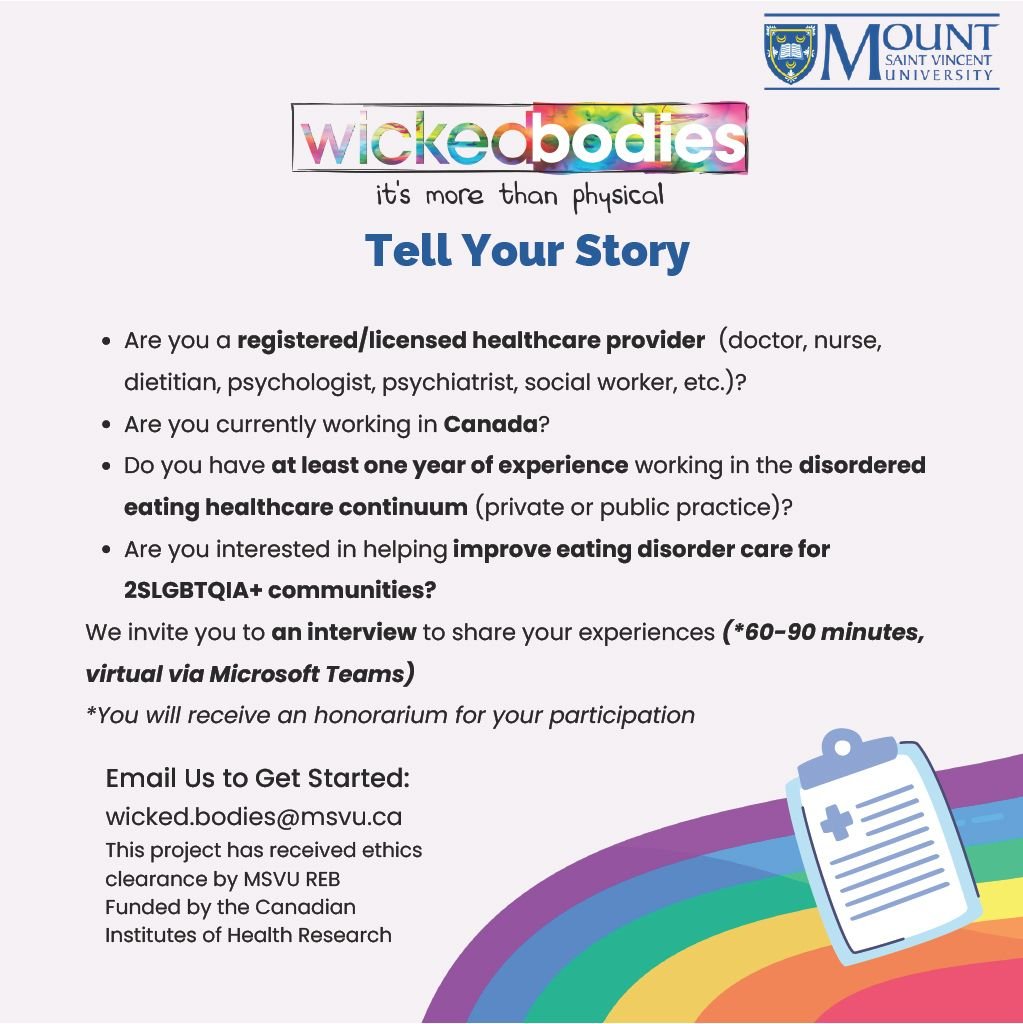 Call for Participants: Research Study on Disordered Eating Care for 2SLGBTQIA+ Communities