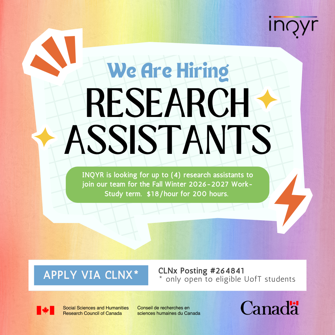 Now Hiring! INQYR is looking for up to (4) research assistants for the Fall Winter 2026-2027 Work-Study term