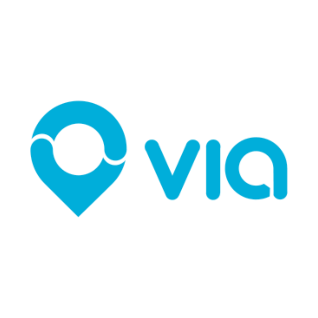 Via logo with blue location pin