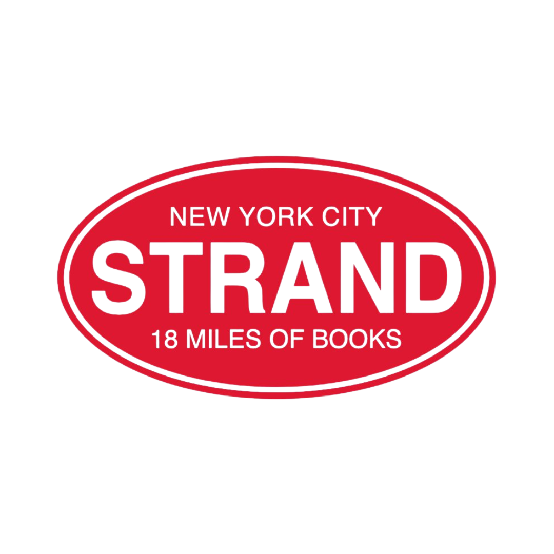 Strand Bookstore logo with red oval, "New York City," "STRAND," "18 Miles of Books" text.