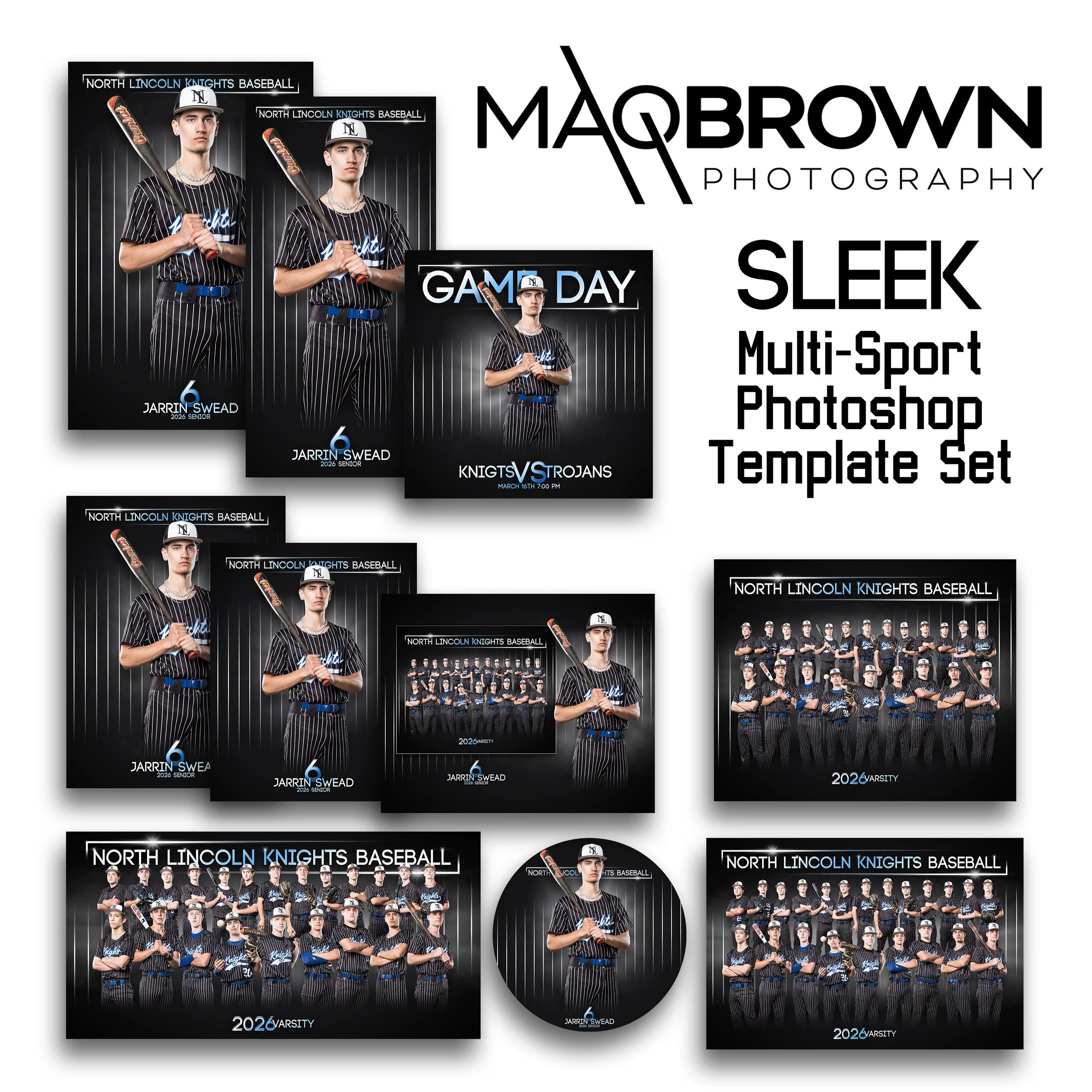SLEEK - MULTI-SPORT PHOTOSHOP TEMPLATE SET