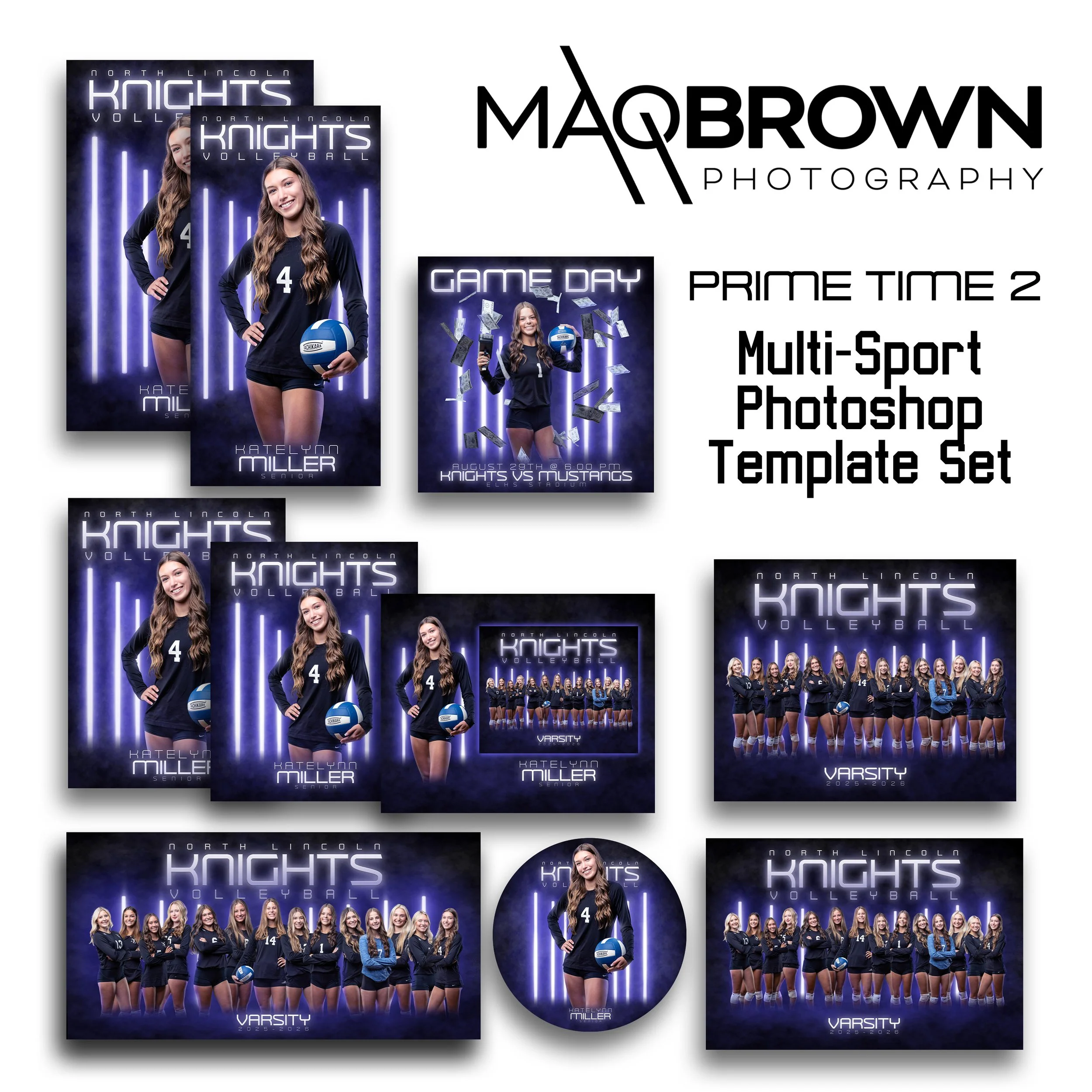 PRIME TIME 2 - MULTI-SPORT PHOTOSHOP TEMPLATE SET W/ FREE BONUS
