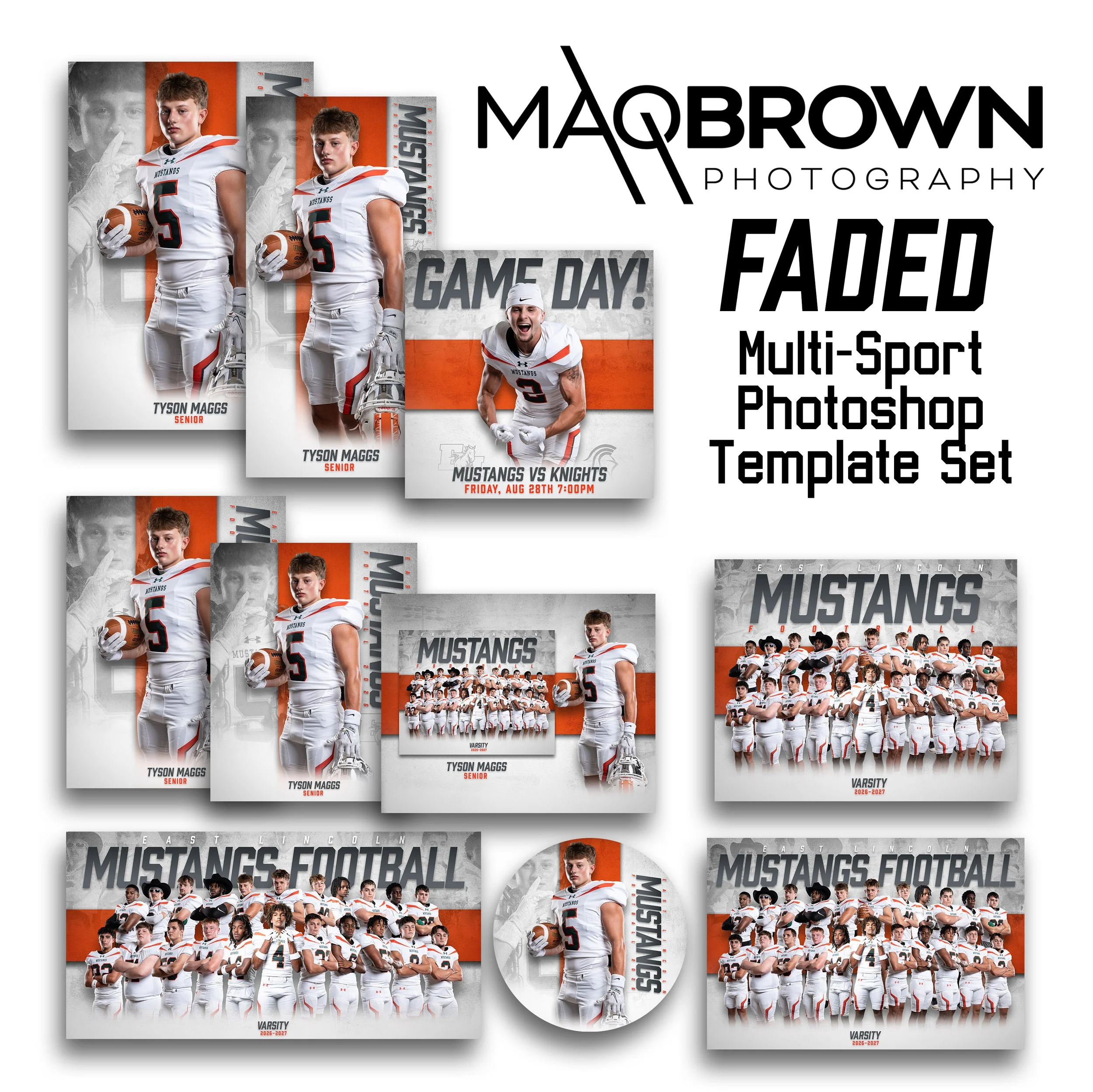 FADED - MULTI-SPORT PHOTOSHOP TEMPLATE SET