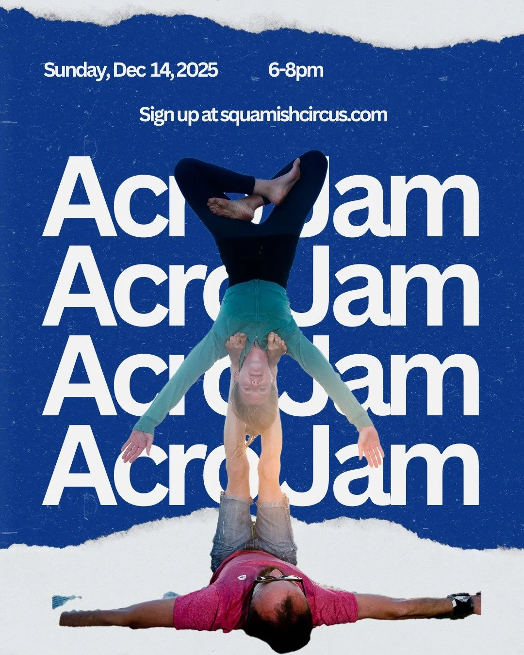 Acro jam is happening this coming Sunday evening, December 14th at Akidaily from 6-8pm! 🤸

Come join us in our awesome indoor space with padded floors to practice your acro skills and connect with the community. 🙃

Please note that you need to regi