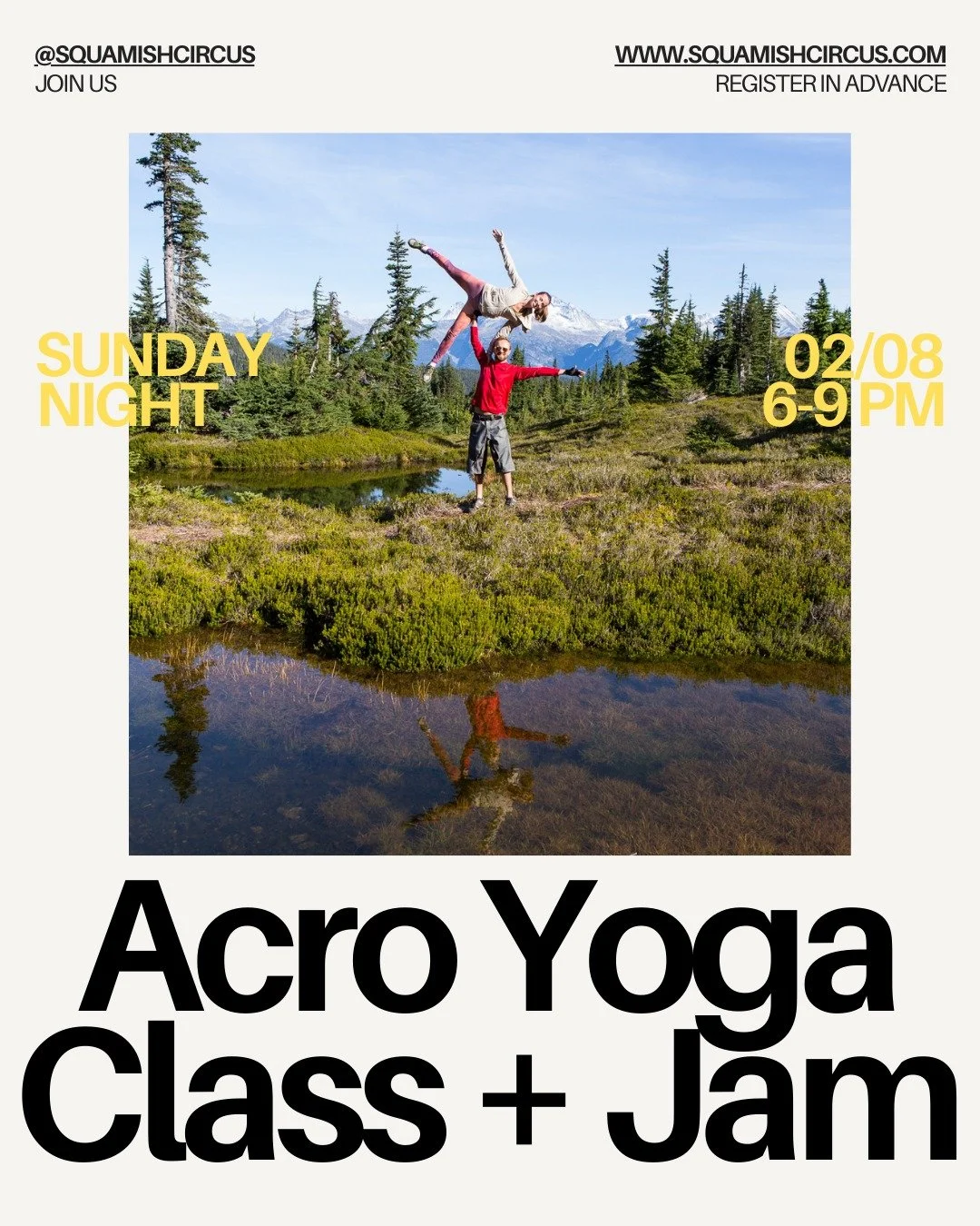 Acro class + jam is happening Sunday evening (today), at Akidaily from 6-9pm! 🤸

Come join us in our awesome indoor space with padded floors to practice your acro skills and connect with the community. 🙃

Please note that you need to register onlin