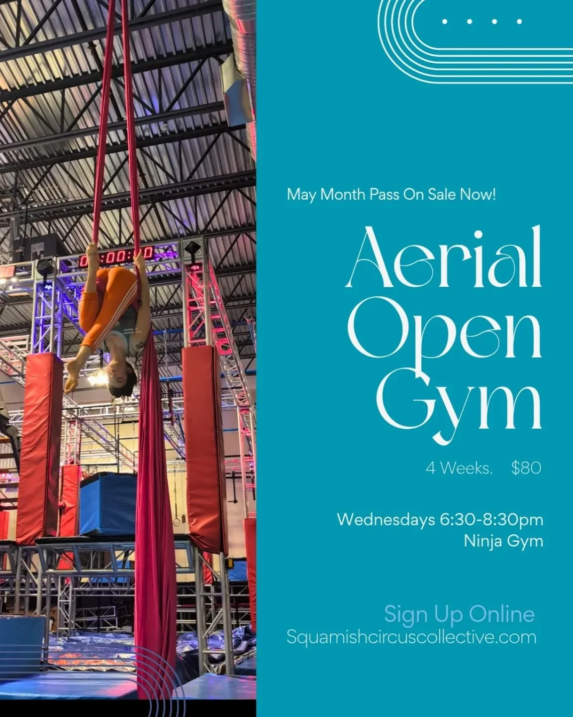 Hey all.
 It's that time of the month, time to get the best deal on aerial's, the month pass. Sign up online now!
Available until April 30th, while spaces last, if spots still.open there will be drop ins :)