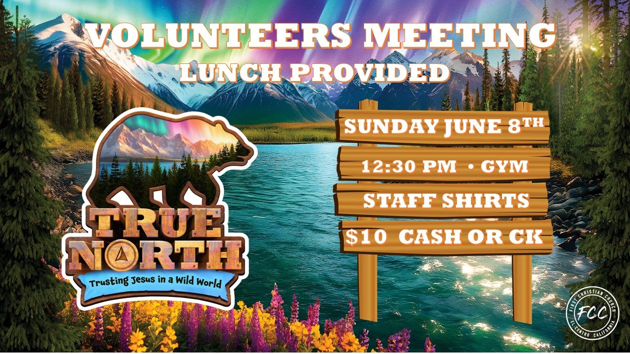 🧭 True North VBS Volunteers Meeting! 🗺️
Let&rsquo;s chart the course together for an unforgettable week of VBS!

🗓️ Date: Saturday, June 8th
🕧 Time: 12:30 PM
📍 Location: Church Gym

If you're serving with us for VBS 2025: True North, this meetin