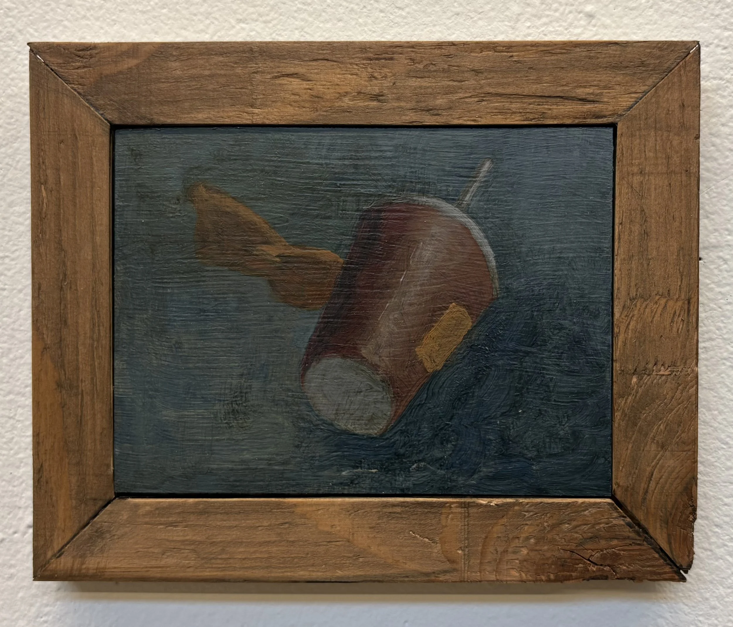 Assorted Trash #1 (Sad Movie), 2026. Oil on Masonite with Wood Frame, 5.5"x6.5" (framed)