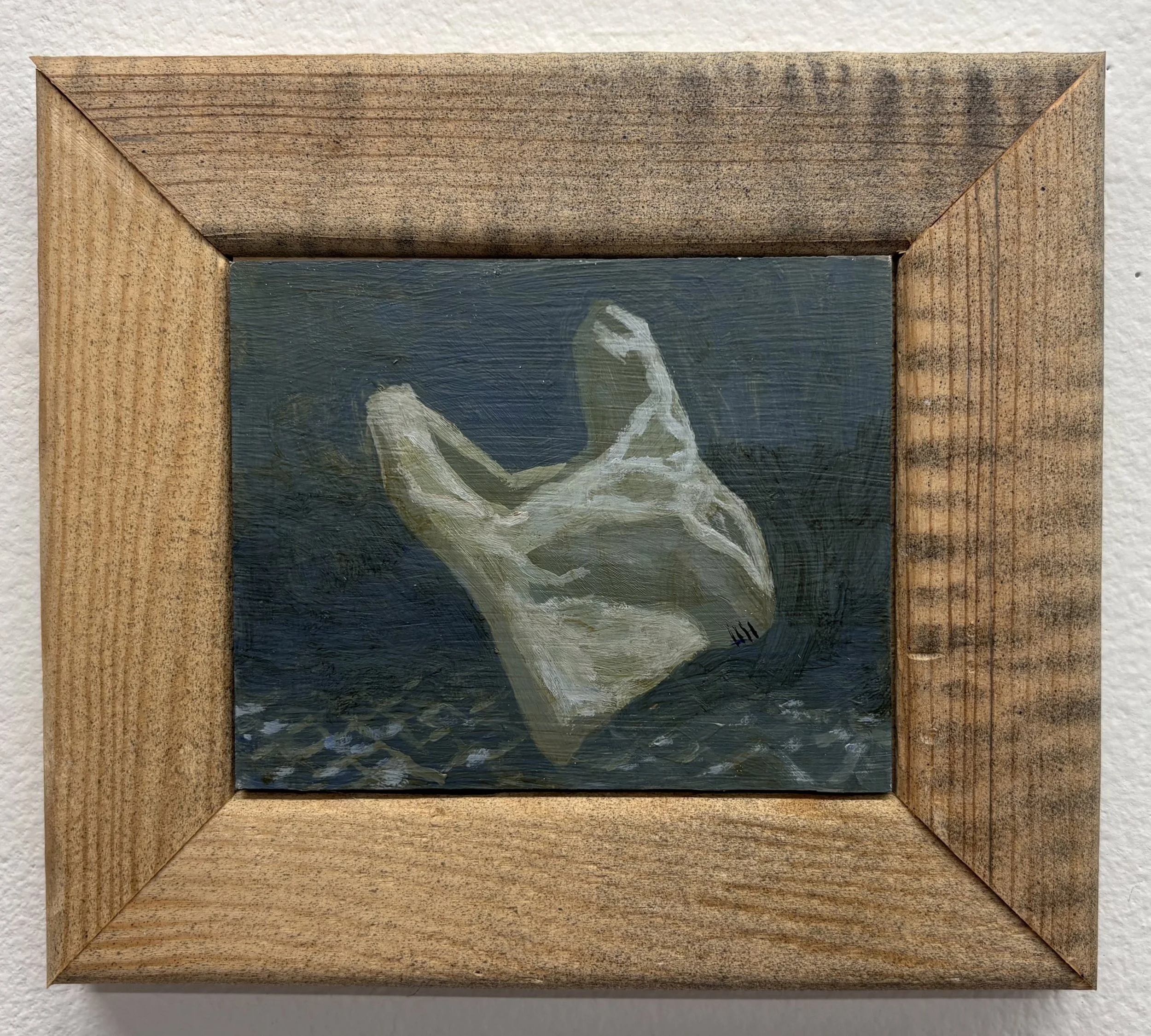 Assorted Trash #3 (Dawn), 2026. Oil on Masonite with Wood Frame, 7"x8" (framed)