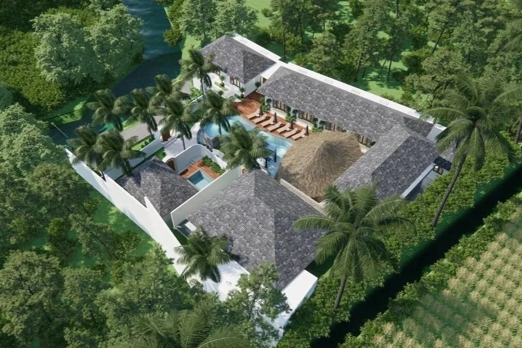 Aerial view of the private sanctuary compound