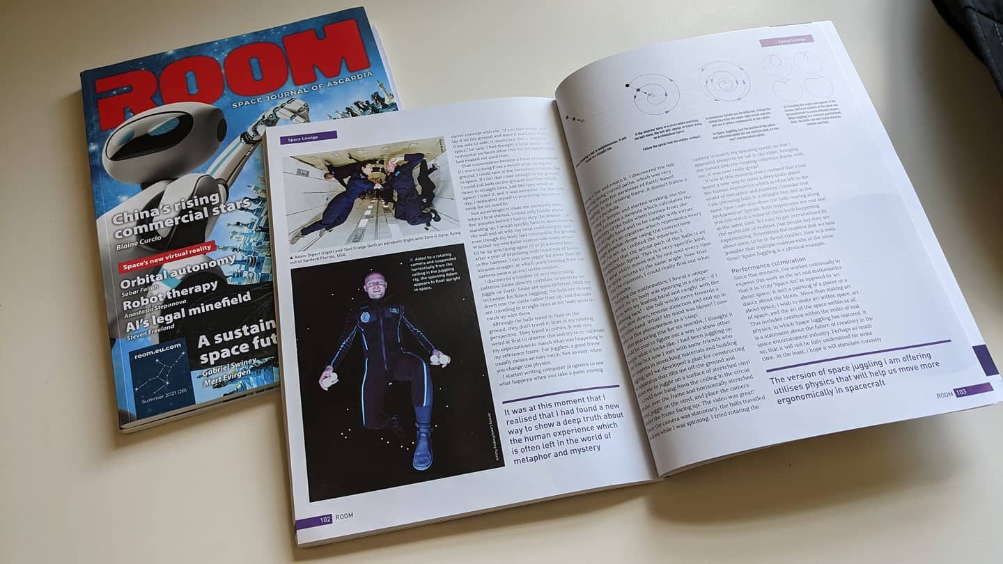 We just received the most current issue of ROOM Space Journal and it contains the first published Space Juggling article!

I wrote the first draft and @thomas_ranger_poet did a great job forming it into a readable document. His patience with me and d