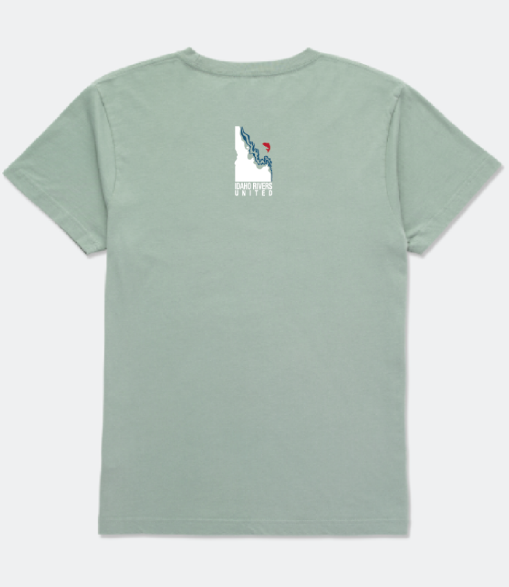 Idaho is for Spawners Organic Cotton Shirt - (color Sage) — Idaho
