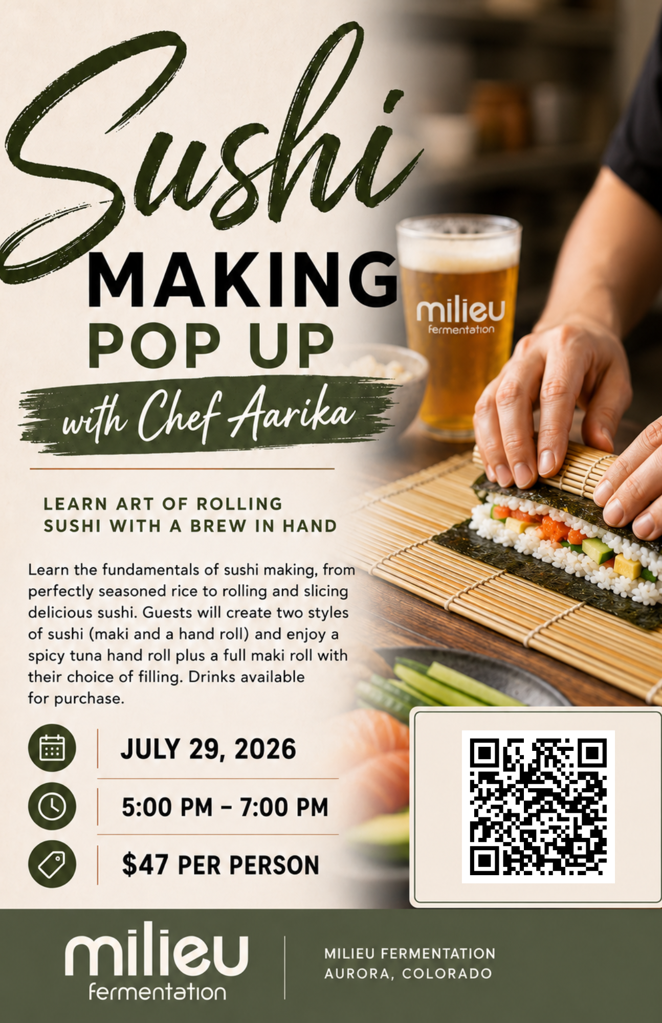 Sushi Making with Chef Aarika Pop-Up Workshop