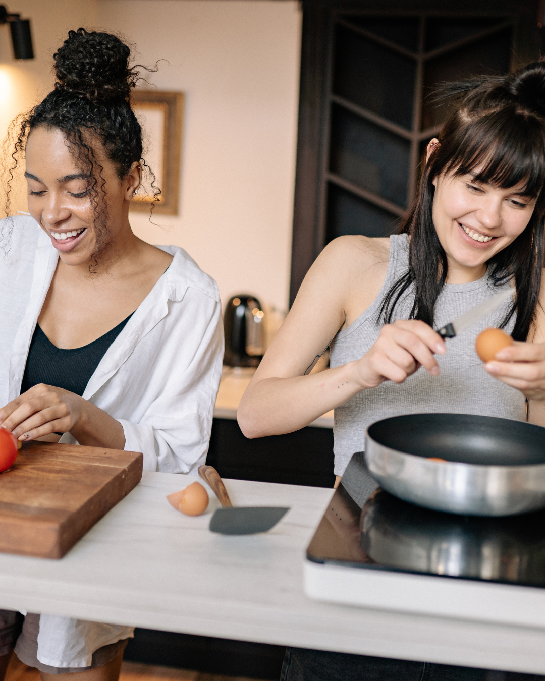 teenagers cooking together