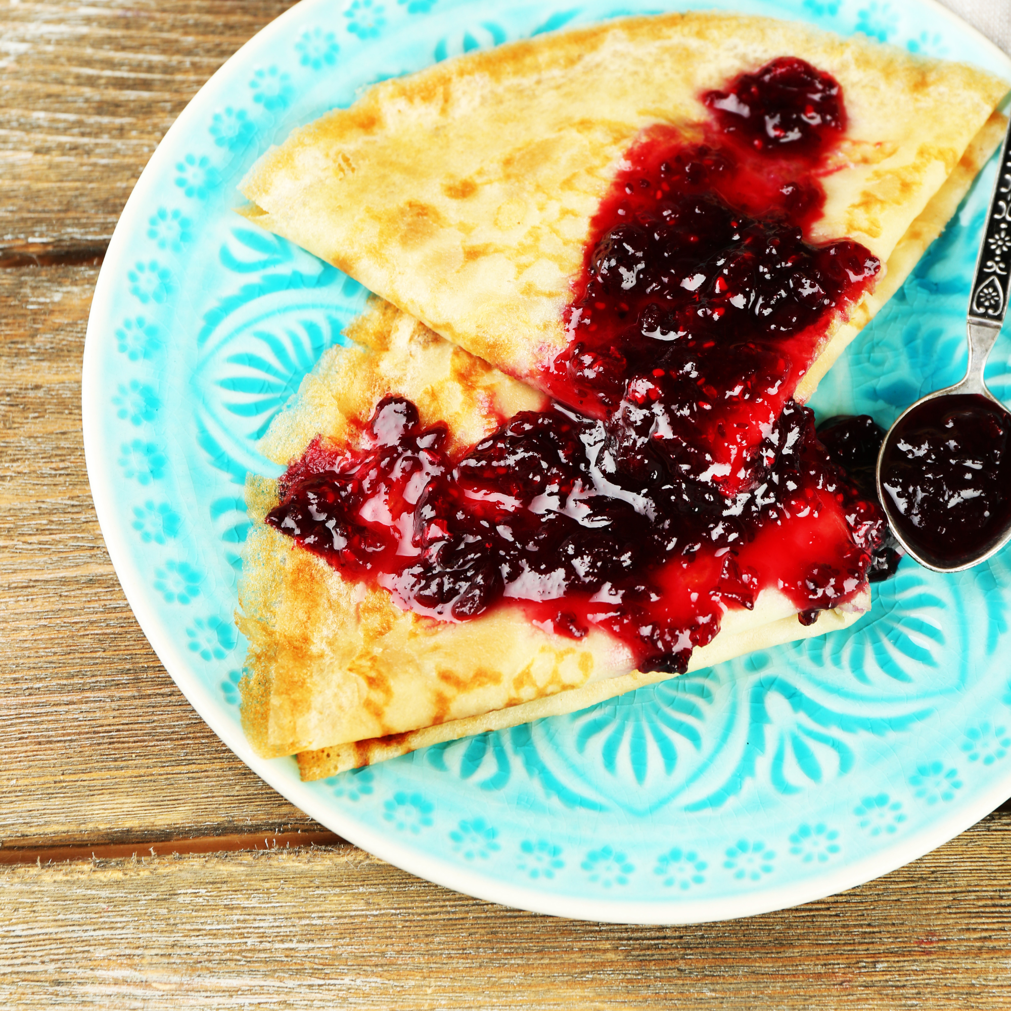 Two Mini Crepes with Mixed Berry Compote