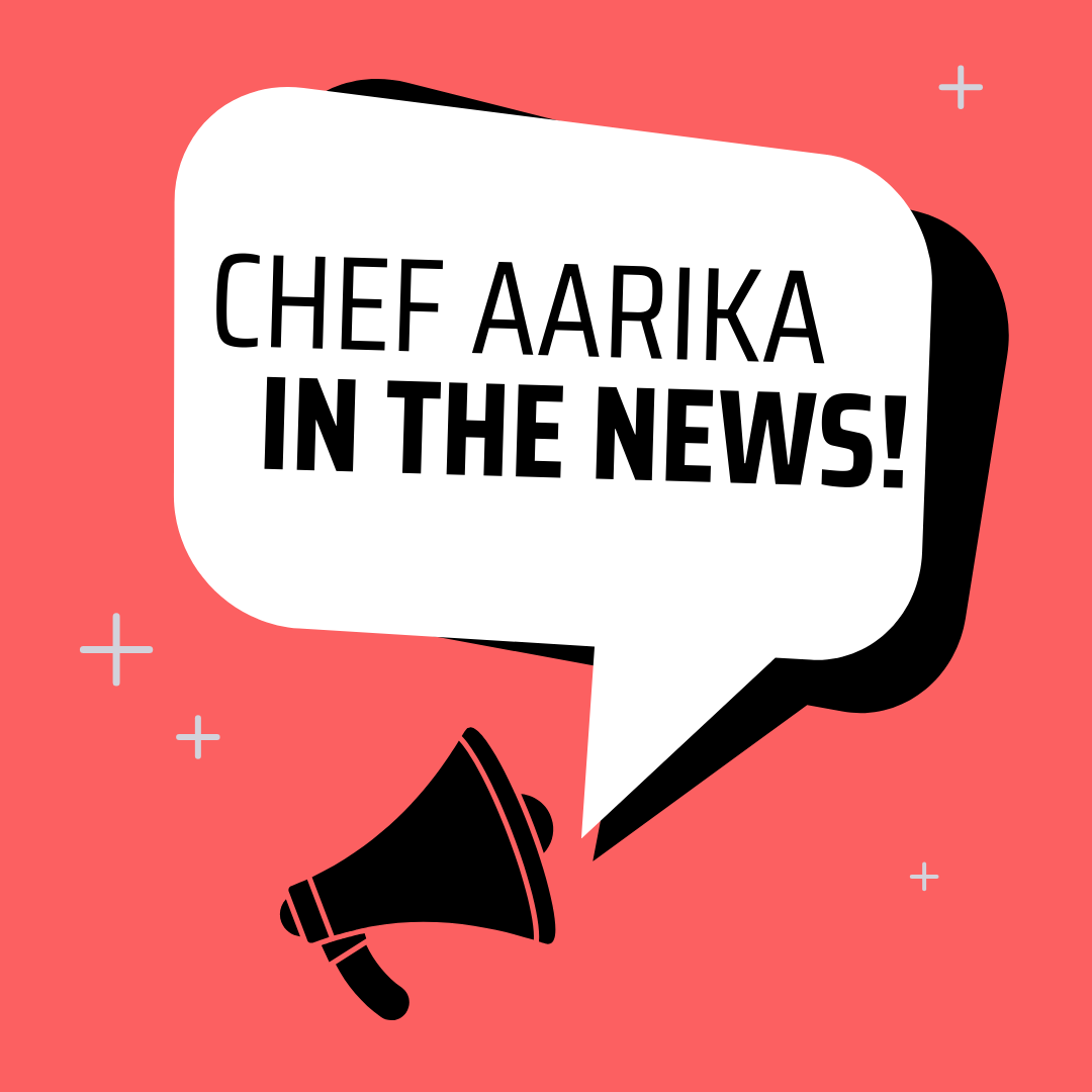 Chef aarika in the news graphic