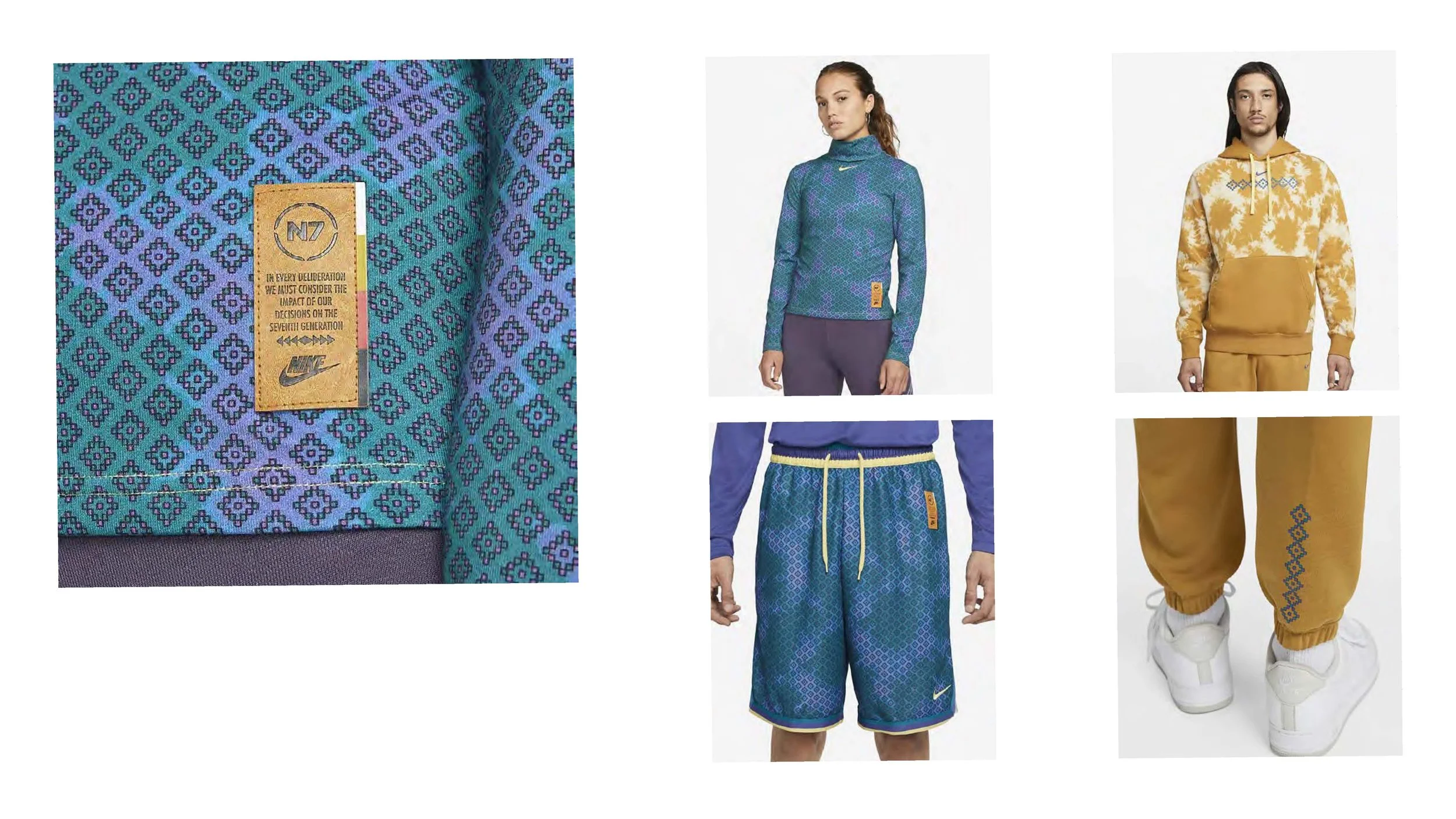 Graphics connecting footwear weave design to apparel in collection