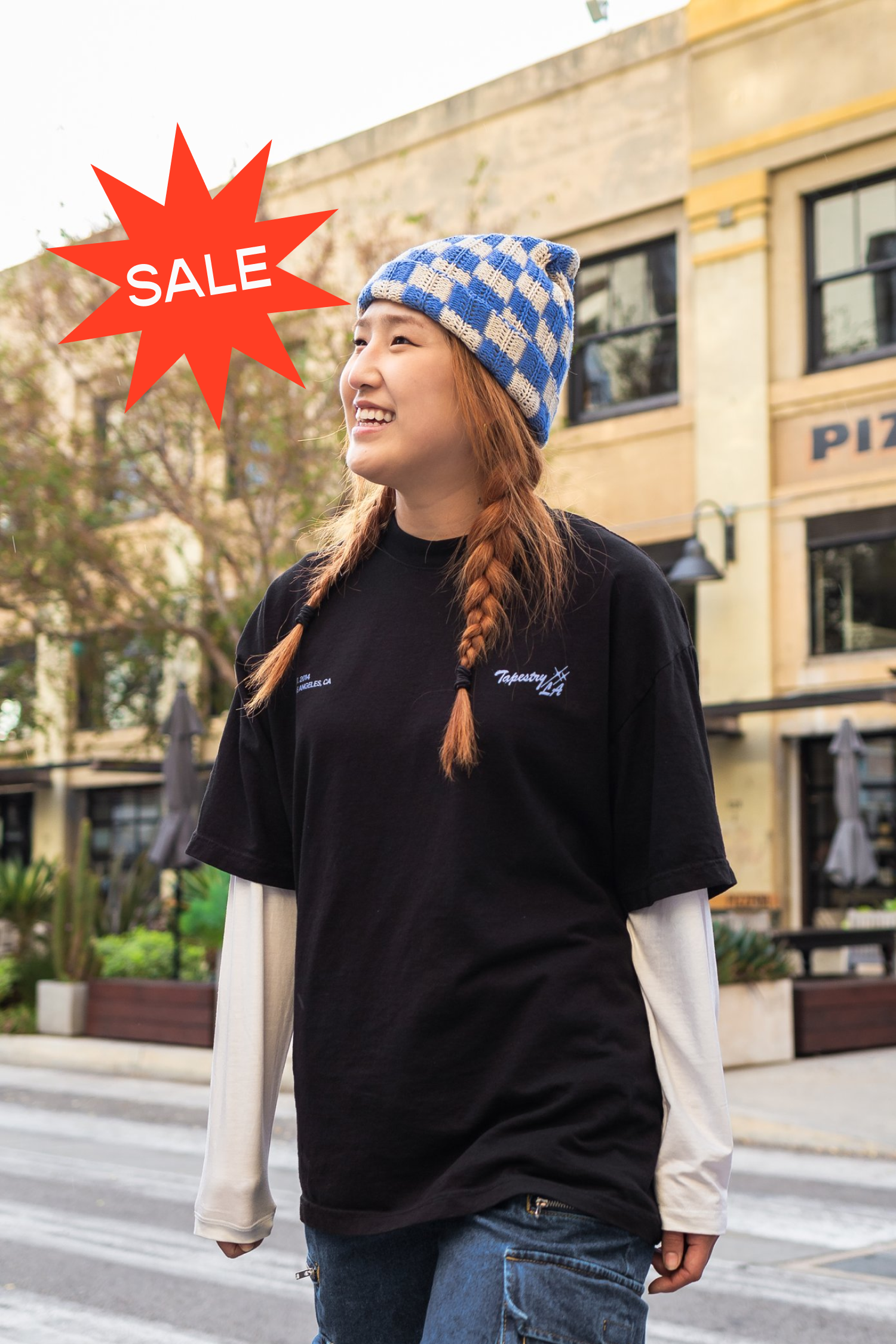 Oversized Short Sleeve LA Map T-Shirt - Black