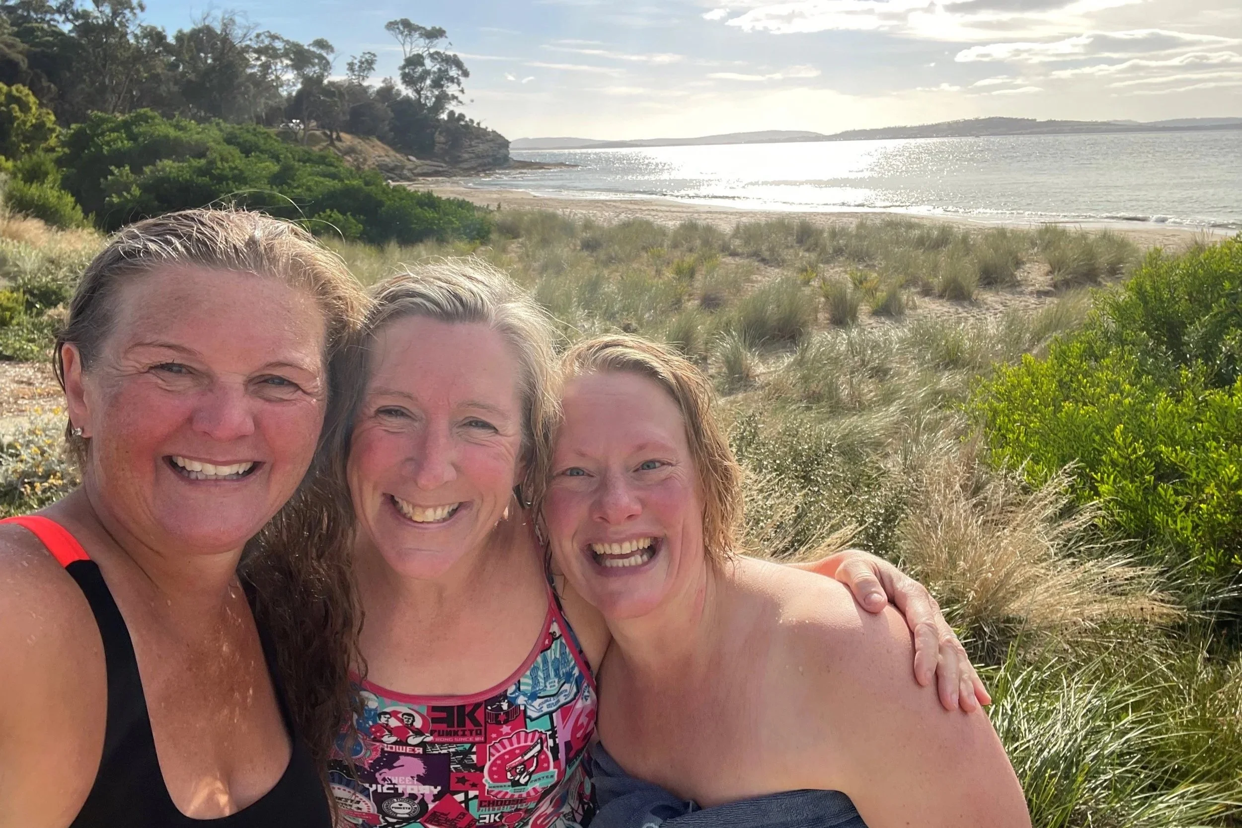 After a swim in the Derwent River Tasmania