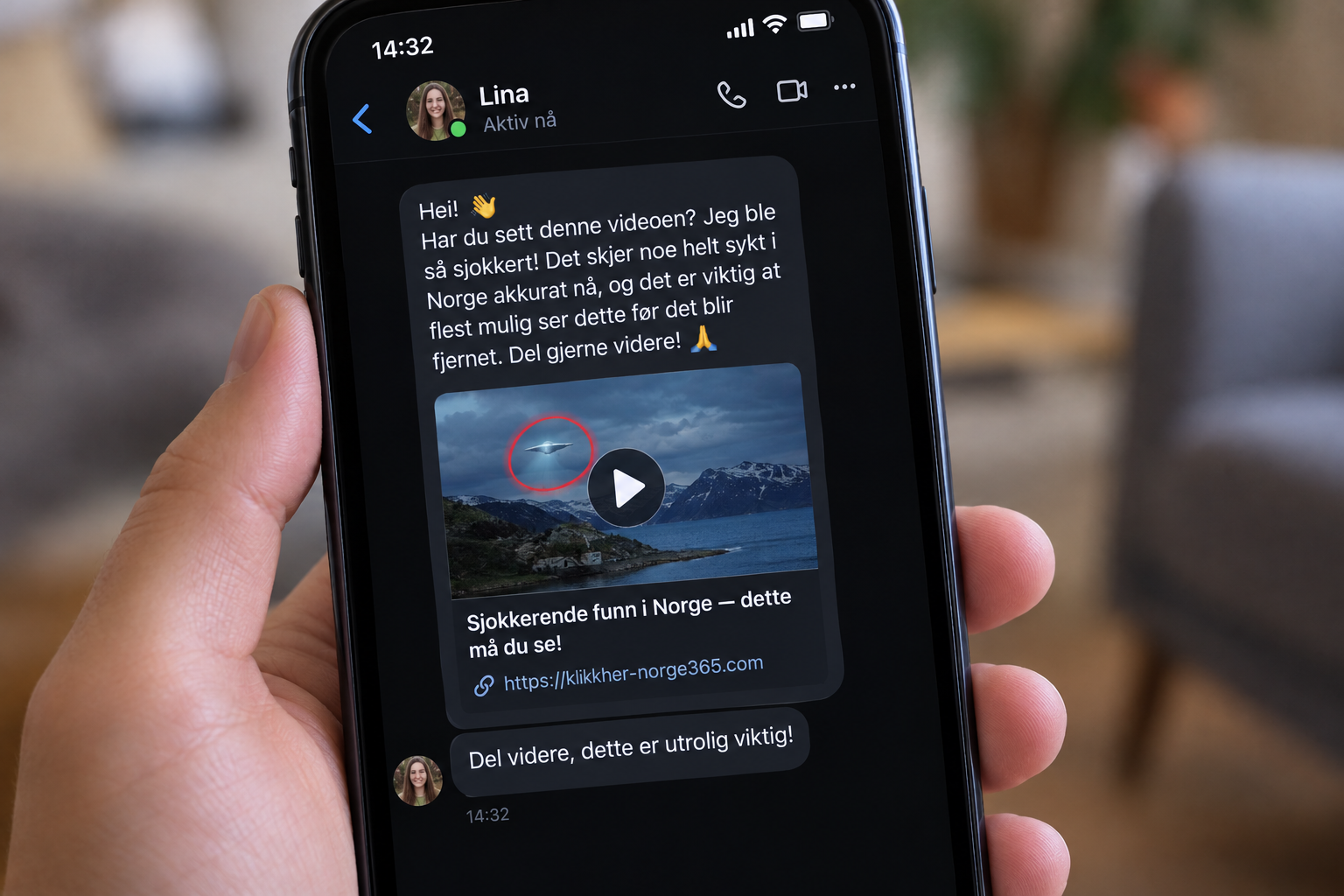 Svindelmelding gjennom sosiale medier på telefon