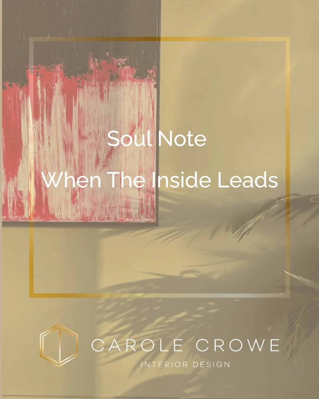Soul Note | When The Inside Leads

So much of life is shaped by things no one else can see.

The thoughts you give airtime to.
The pace you move at.
The promises you keep to yourself.

Over time I have changed my life less through big, dramatic decis