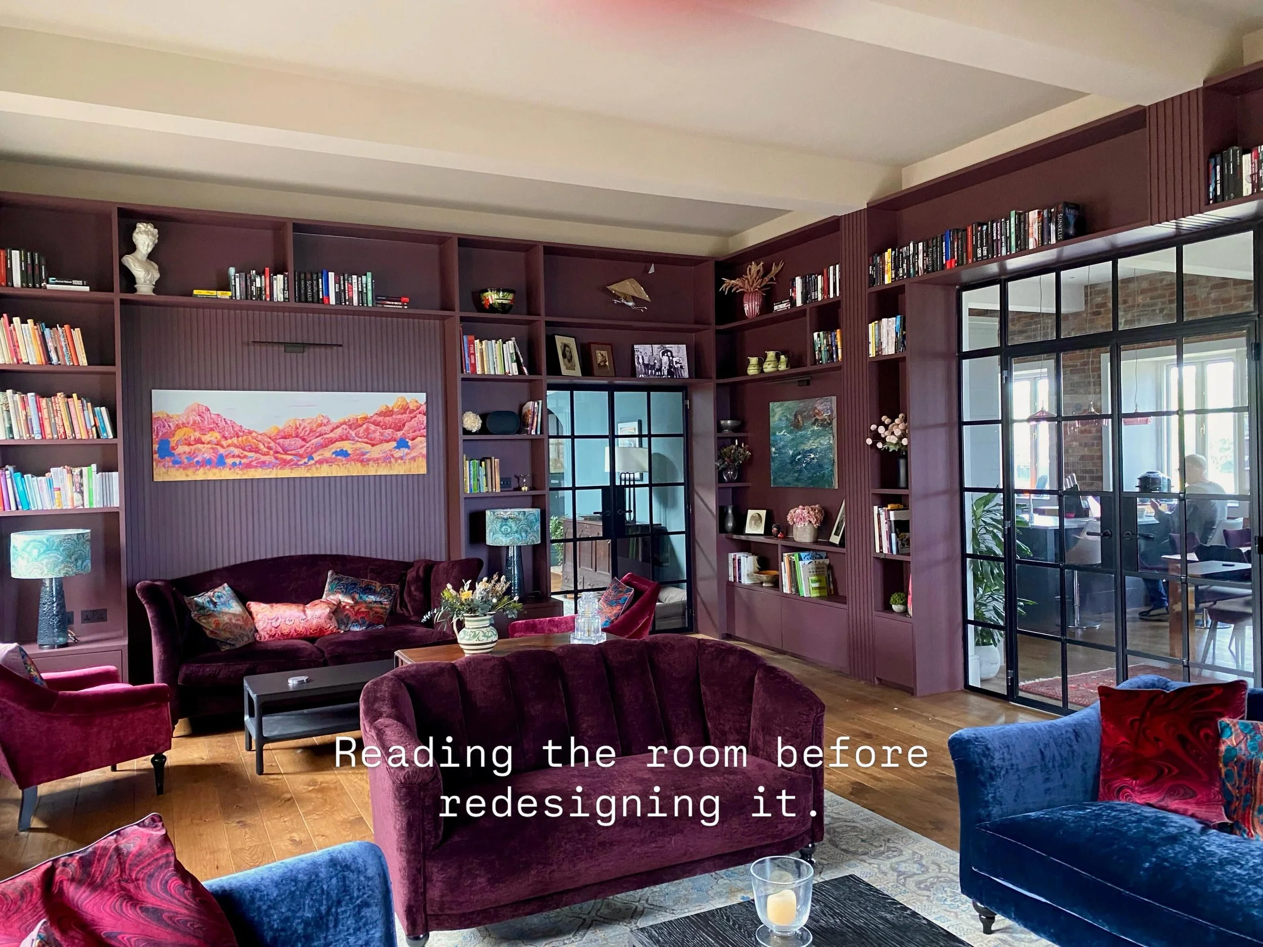 Reading the room before redesigning it.

This room at Fort Quesnard already had so much going for it. Scale, history, character, sea views, and the kind of architecture you do not want to fight with.

But something in the room did not feel settled.

