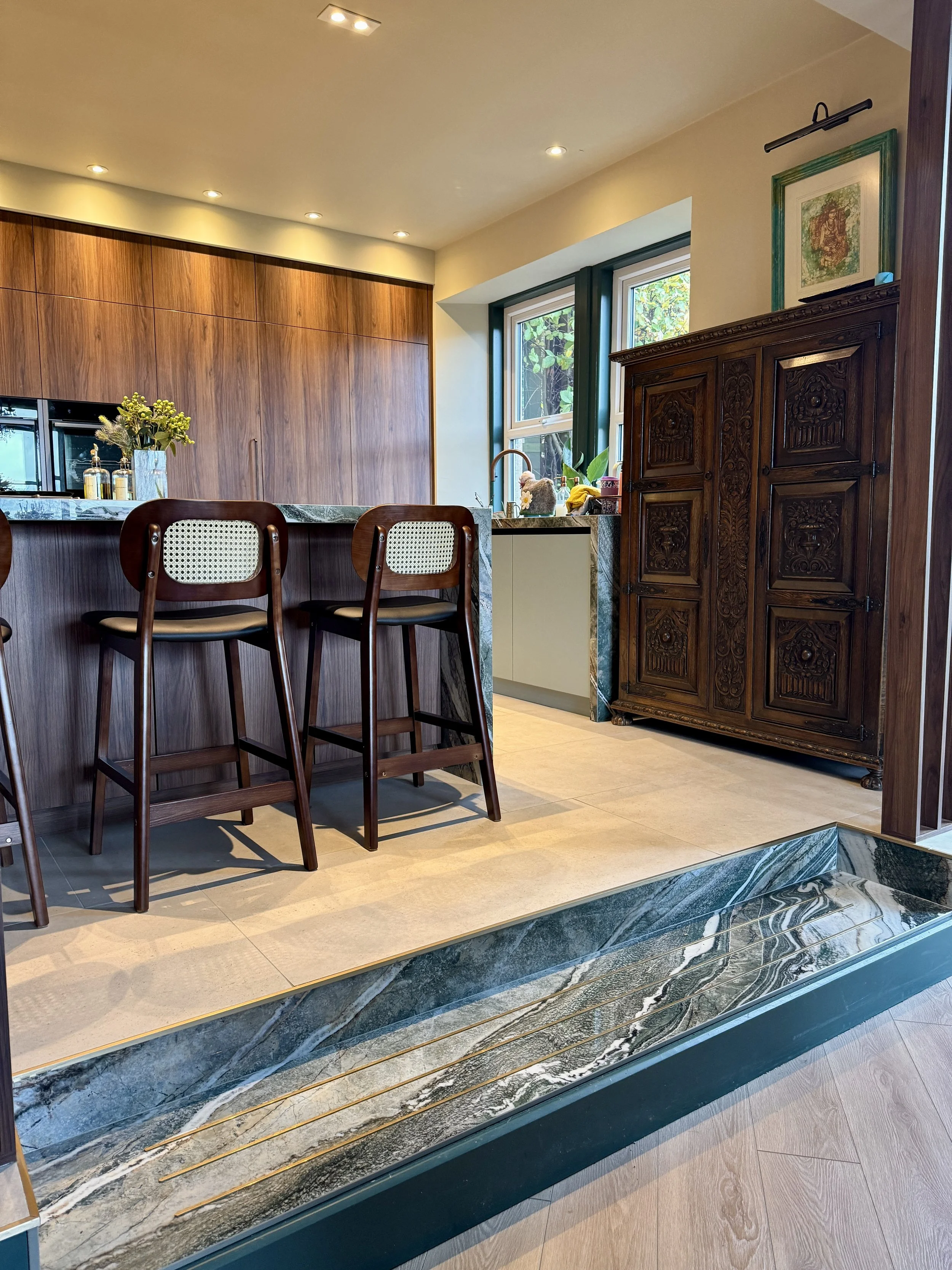 county-durham-kitchen-level-change-and-antique-cabinet.JPG