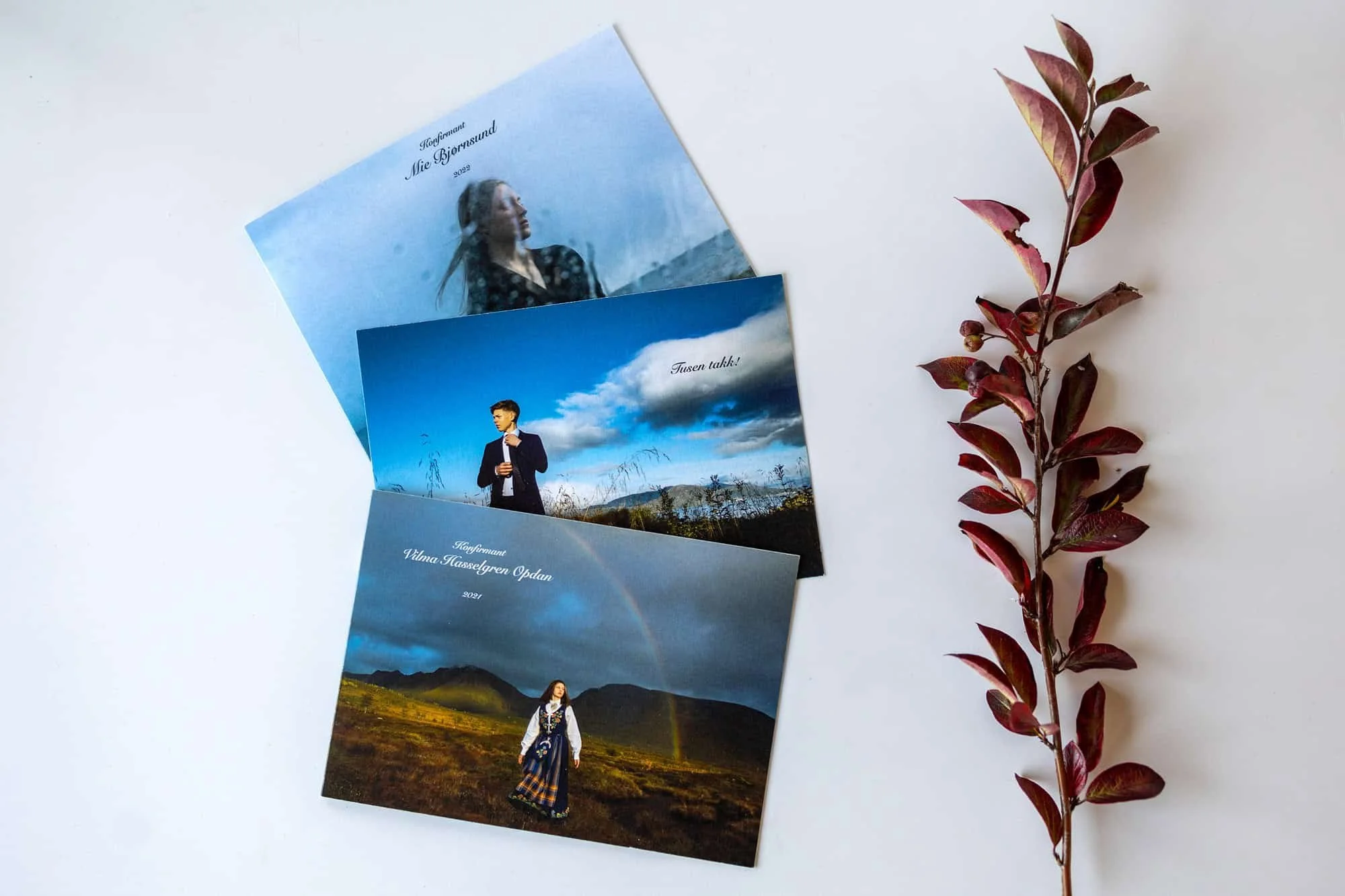 Produktbilde med takkekort for konfirmantbilder