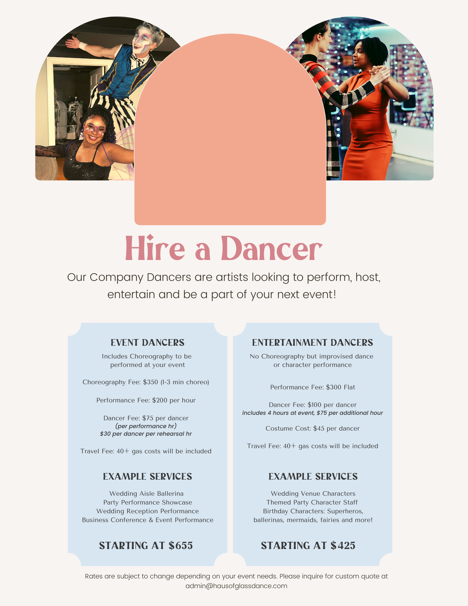 Hire Our Dancers — Haus of Glass Dance