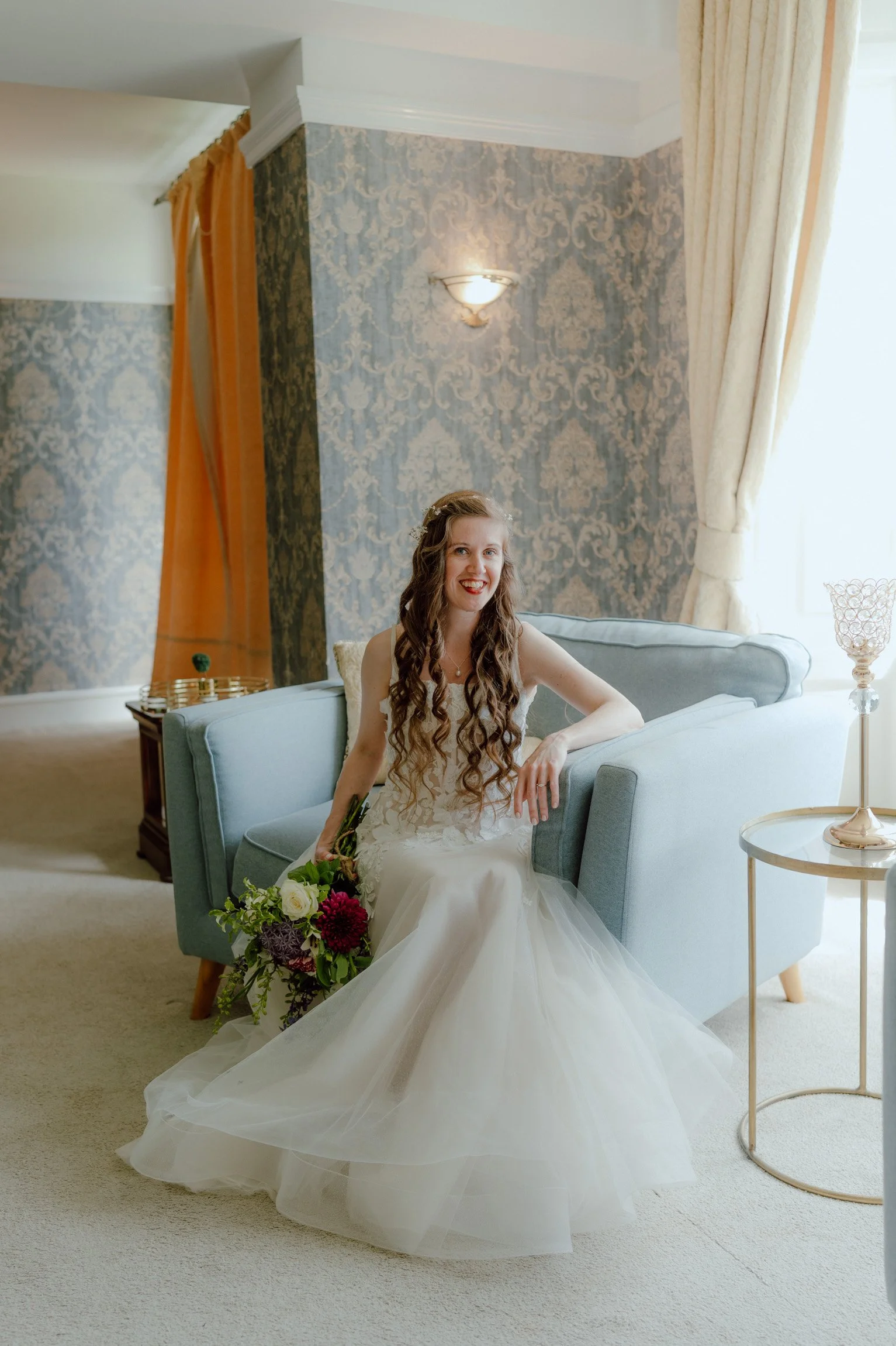 Bride in wedding dress at oswald house