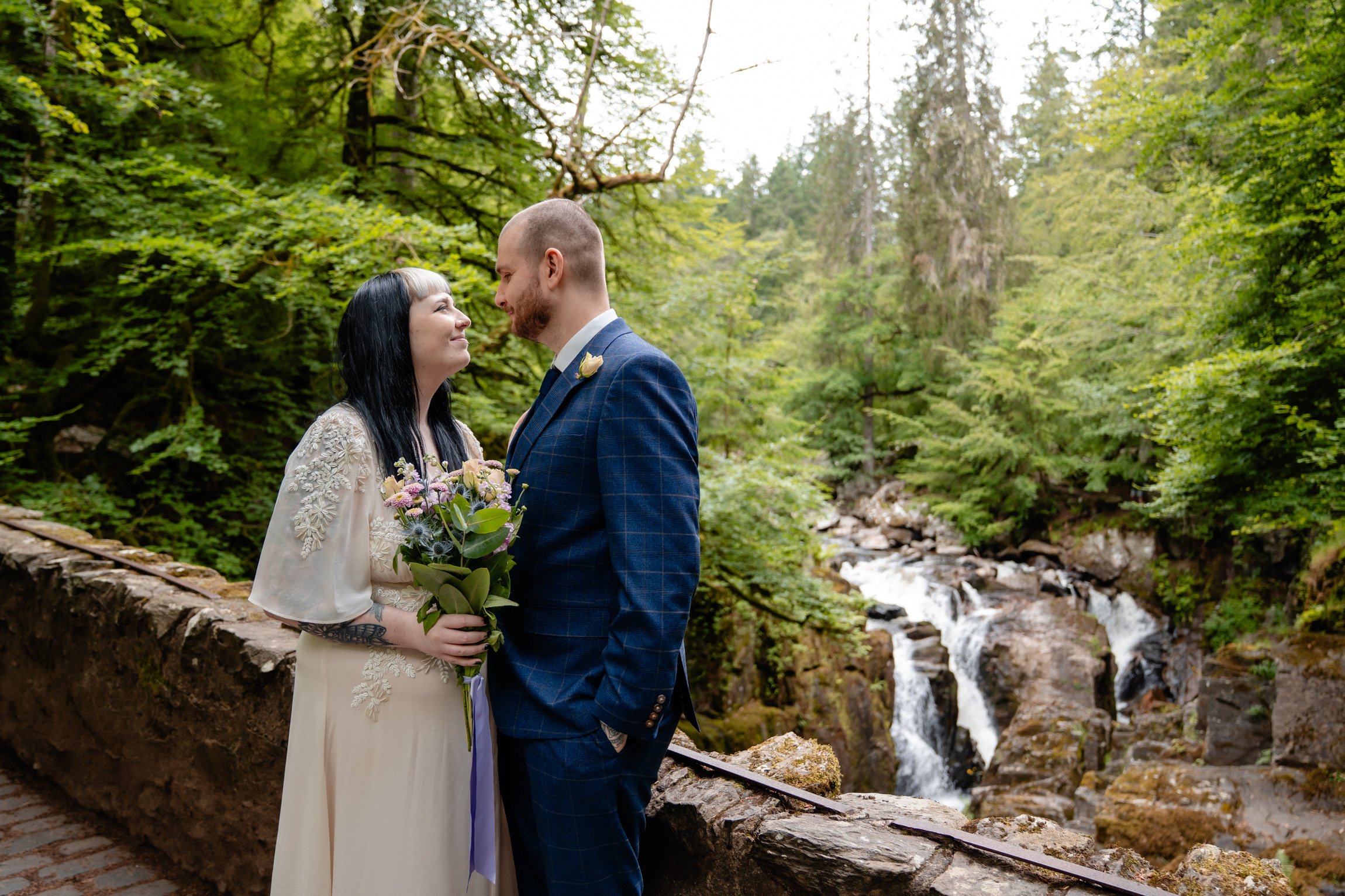 Couple Beside the Waterfall at The Hermitage