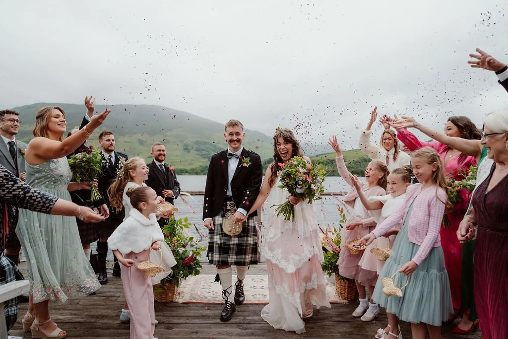A Joyful Scottish Wedding Confetti Moment