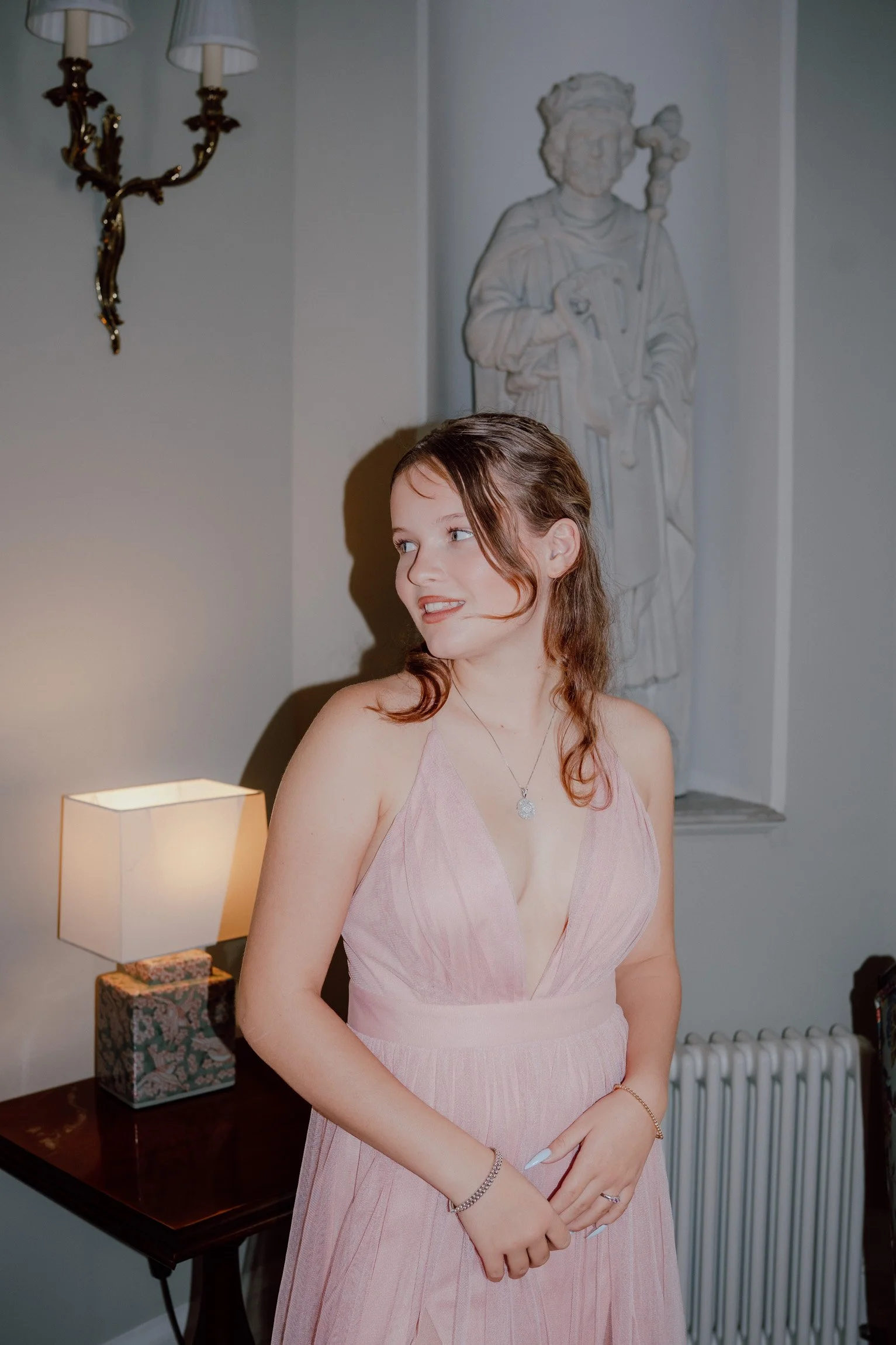 Glamorous Portrait in an elegant room at Dalnaglar Castle.