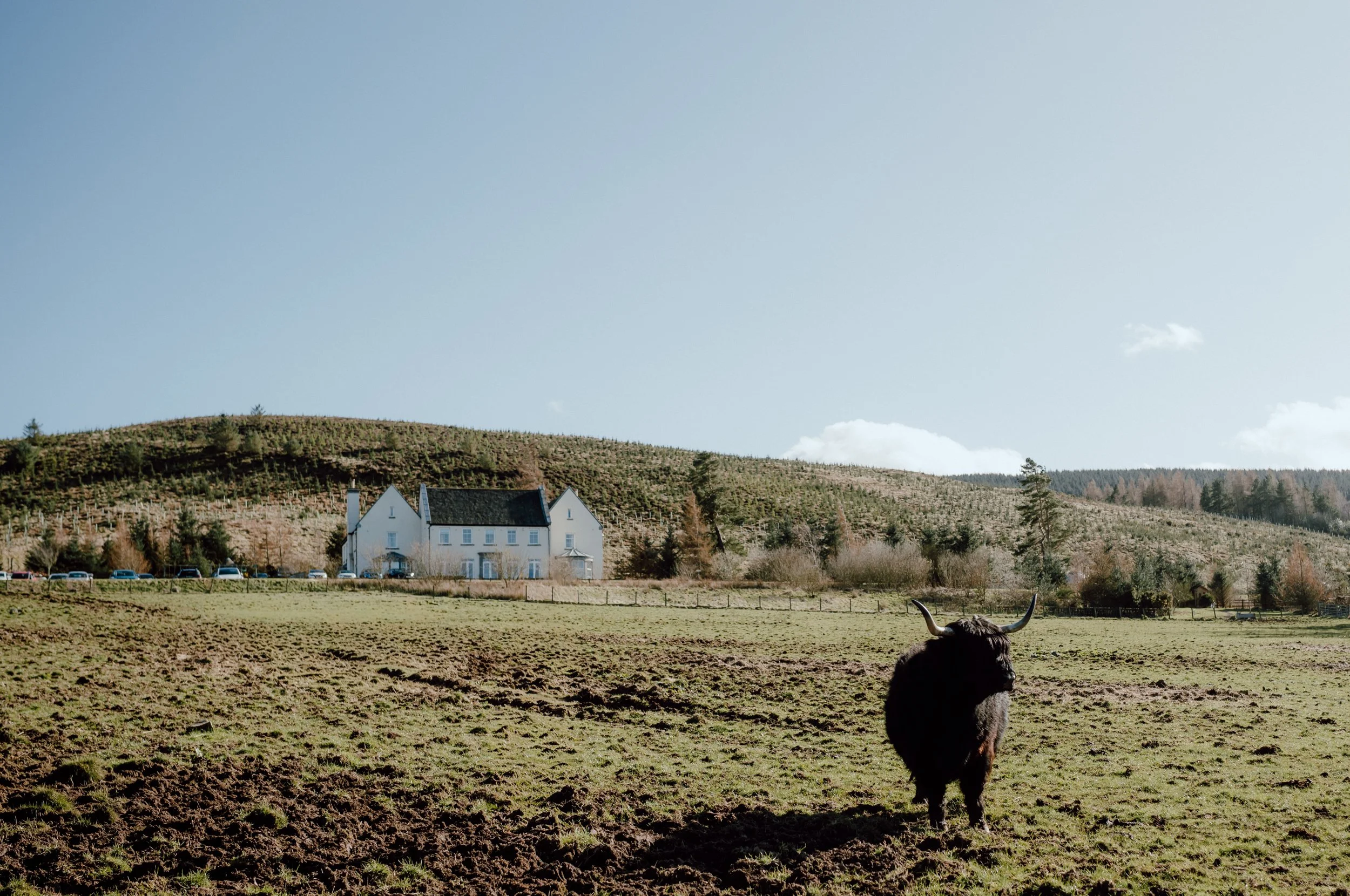 Alexander House, Perthshire surrounded by rolling hills,
