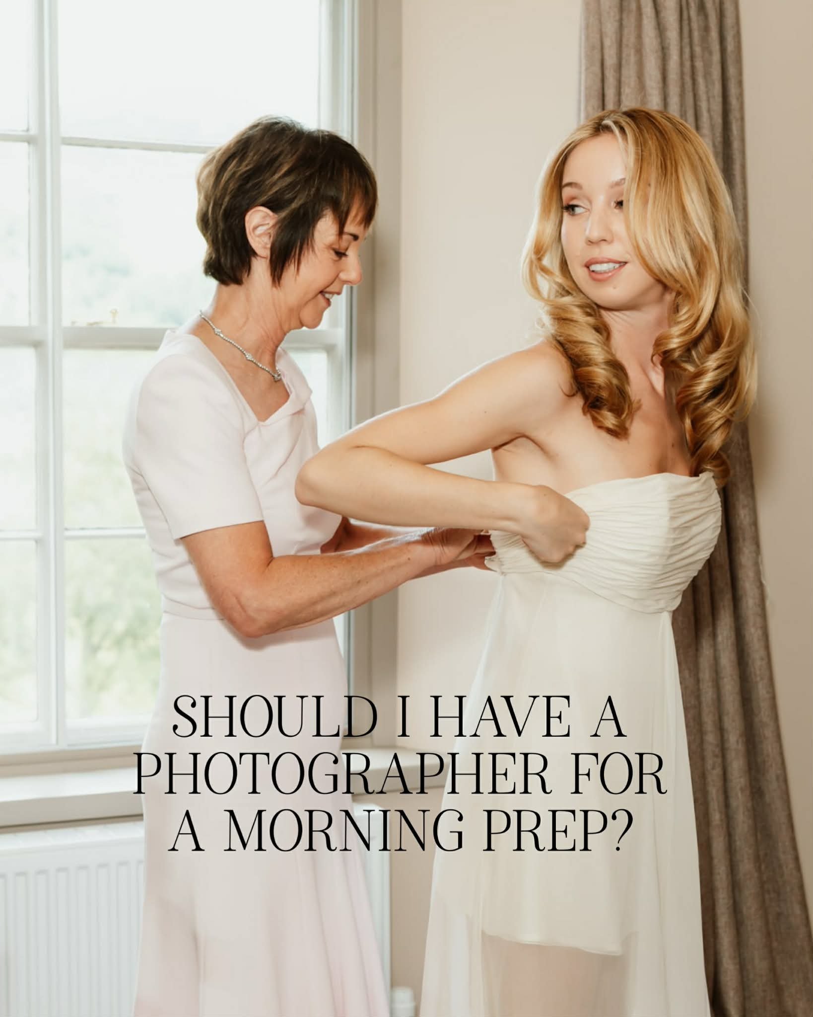 Bride being helped into her wedding dress by her mother during morning prep at a Perthshire wedding venue, natural light documentary photography by Scotland wedding photographer Patrice Little.