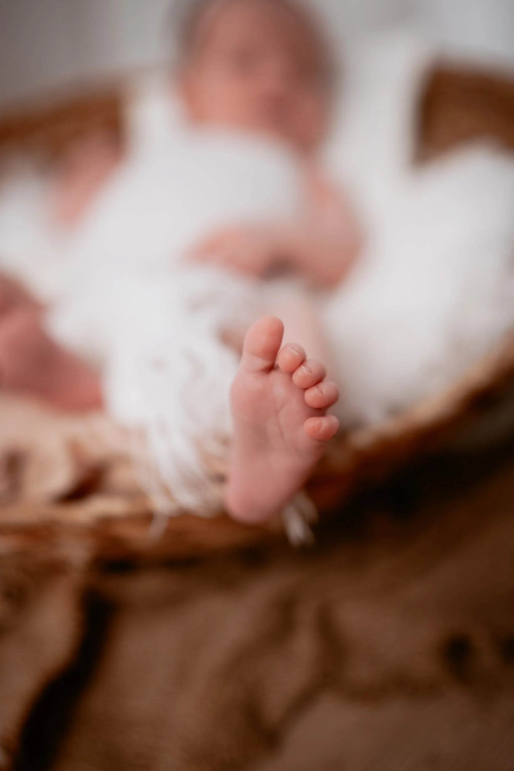 A close up of a baby's foot during a newborn photoshoot in Perthshire