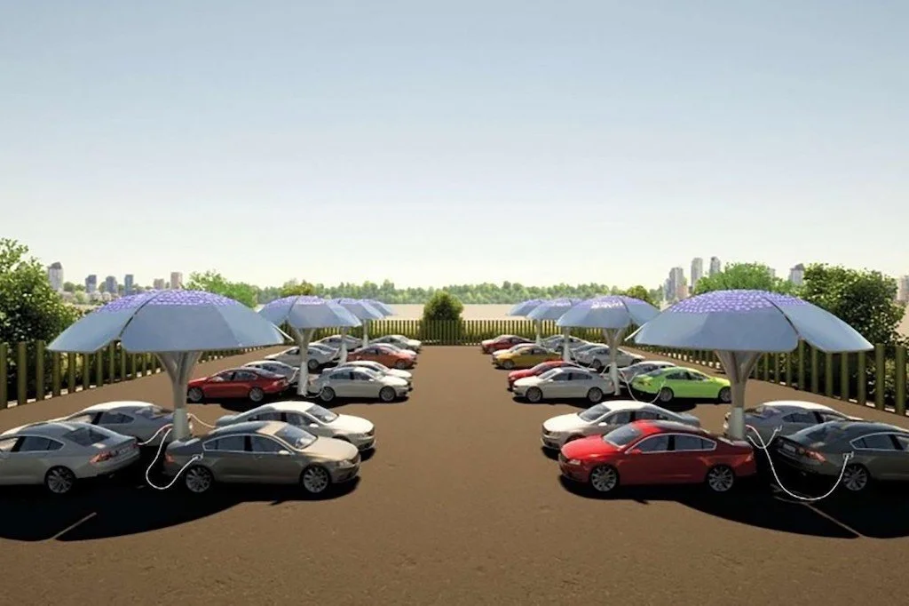 Solar tree prototype generates and stores energy for rapid EV charging