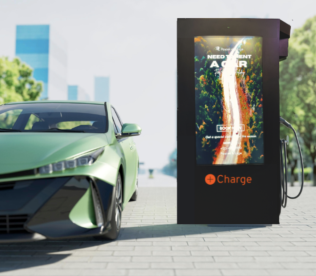 PlusCharge and ATEM Networks launch UK’s first media screen enabled EV Chargers