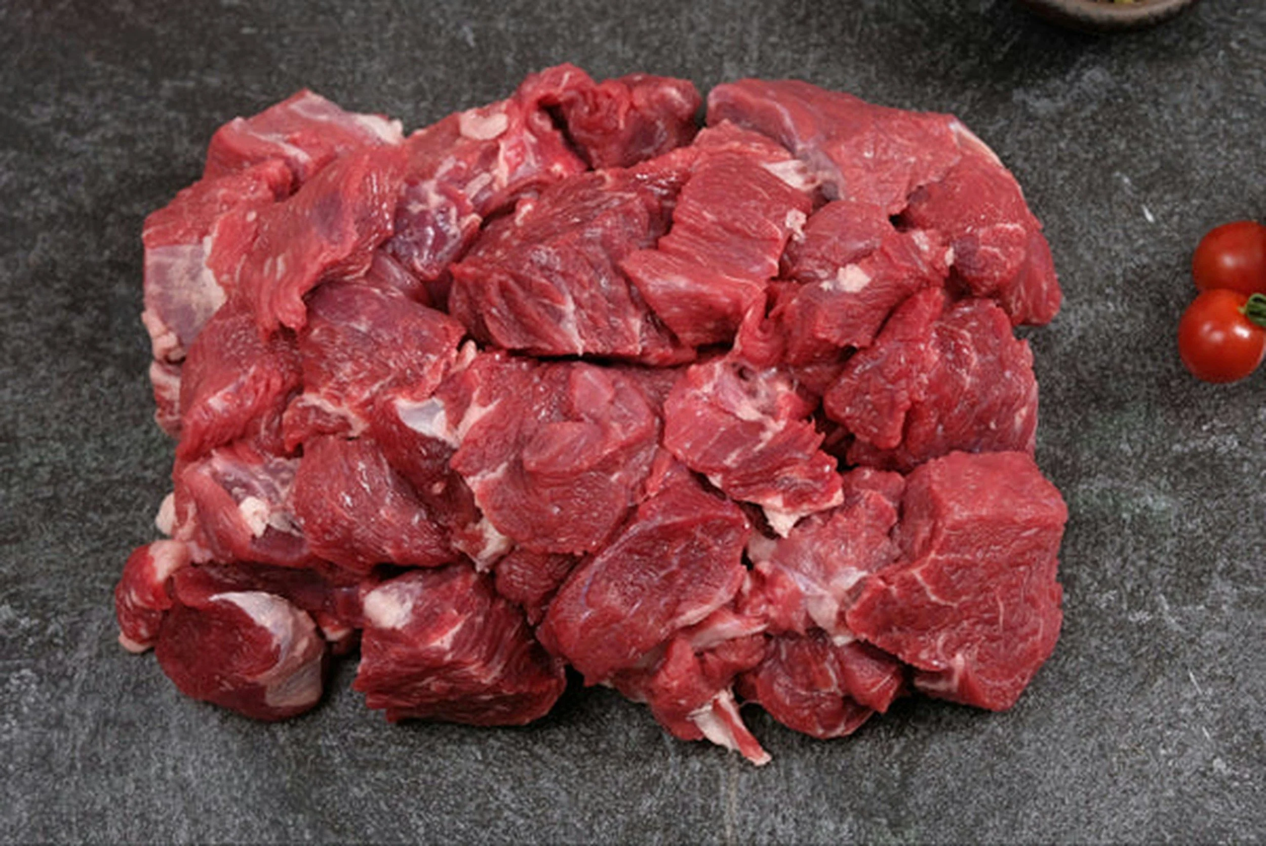 Uncooked beef liver cut into chunks