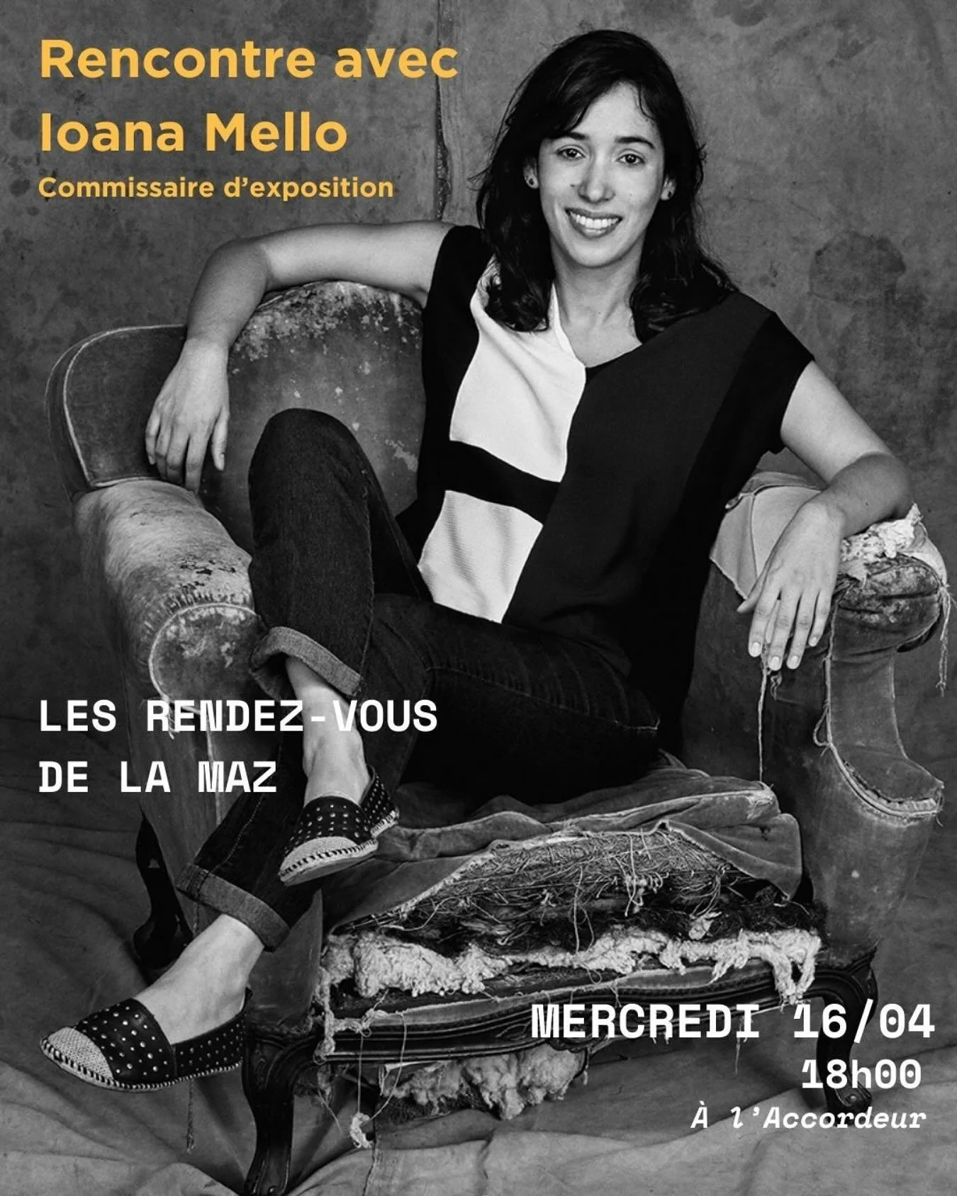 &bull; Les rendez-vous de la MAZ &bull;

Venez rencontrer la commissaire d&rsquo;exposition Ioana Mello ainsi que les 6 artistes pr&eacute;sent&bull;e&bull;s en Guyane qui ont particip&eacute; &agrave; l&rsquo;exposition &Ocirc; Abre Alas pr&eacute;s