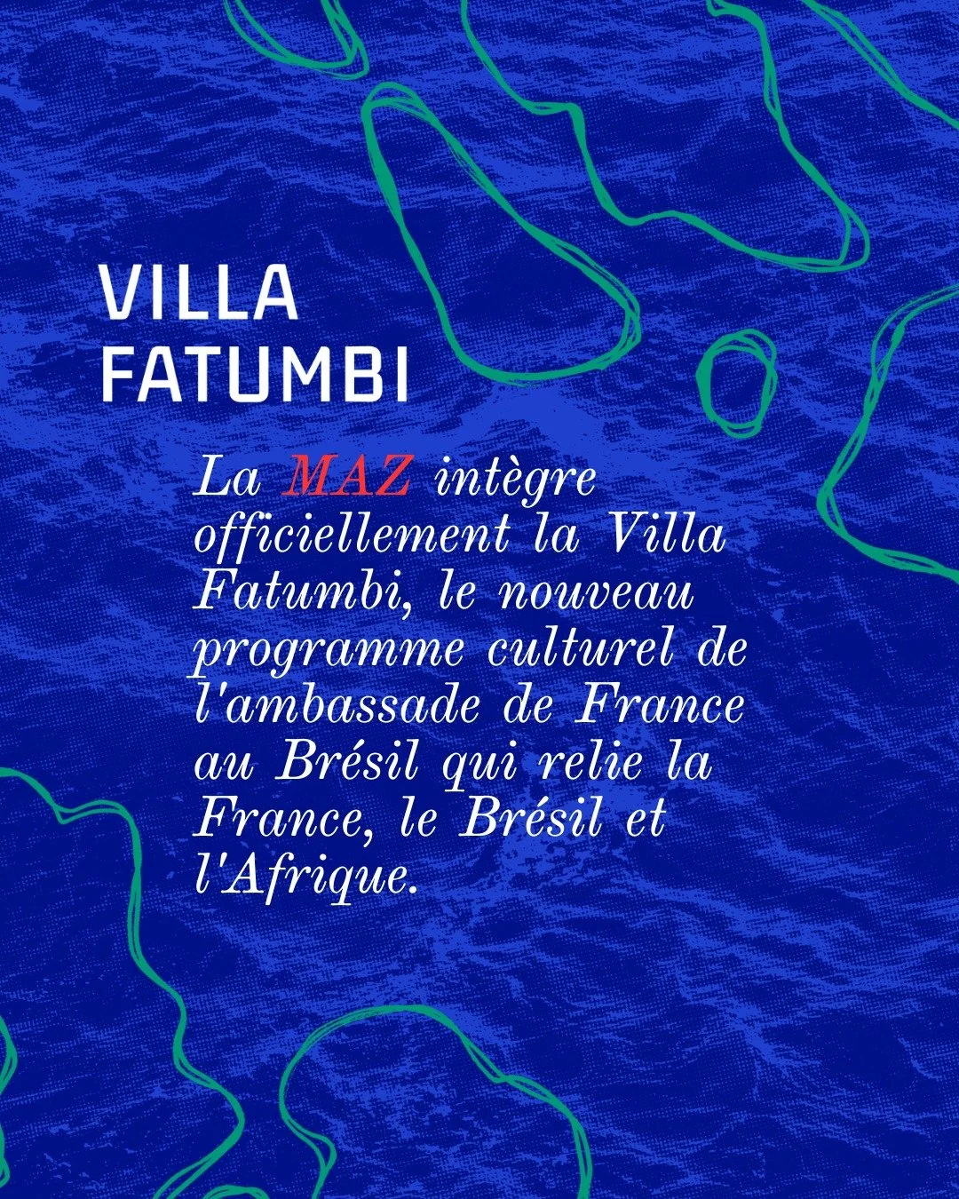 Fier&middot;es et tr&egrave;s heureux&middot;ses de rejoindre les 25 premier&middot;es membres de la Villa Fatumbi ✨

Une formidable initiative qui unit le Br&eacute;sil, l&rsquo;Afrique et la France autour de la culture, des artistes et de la cr&eac