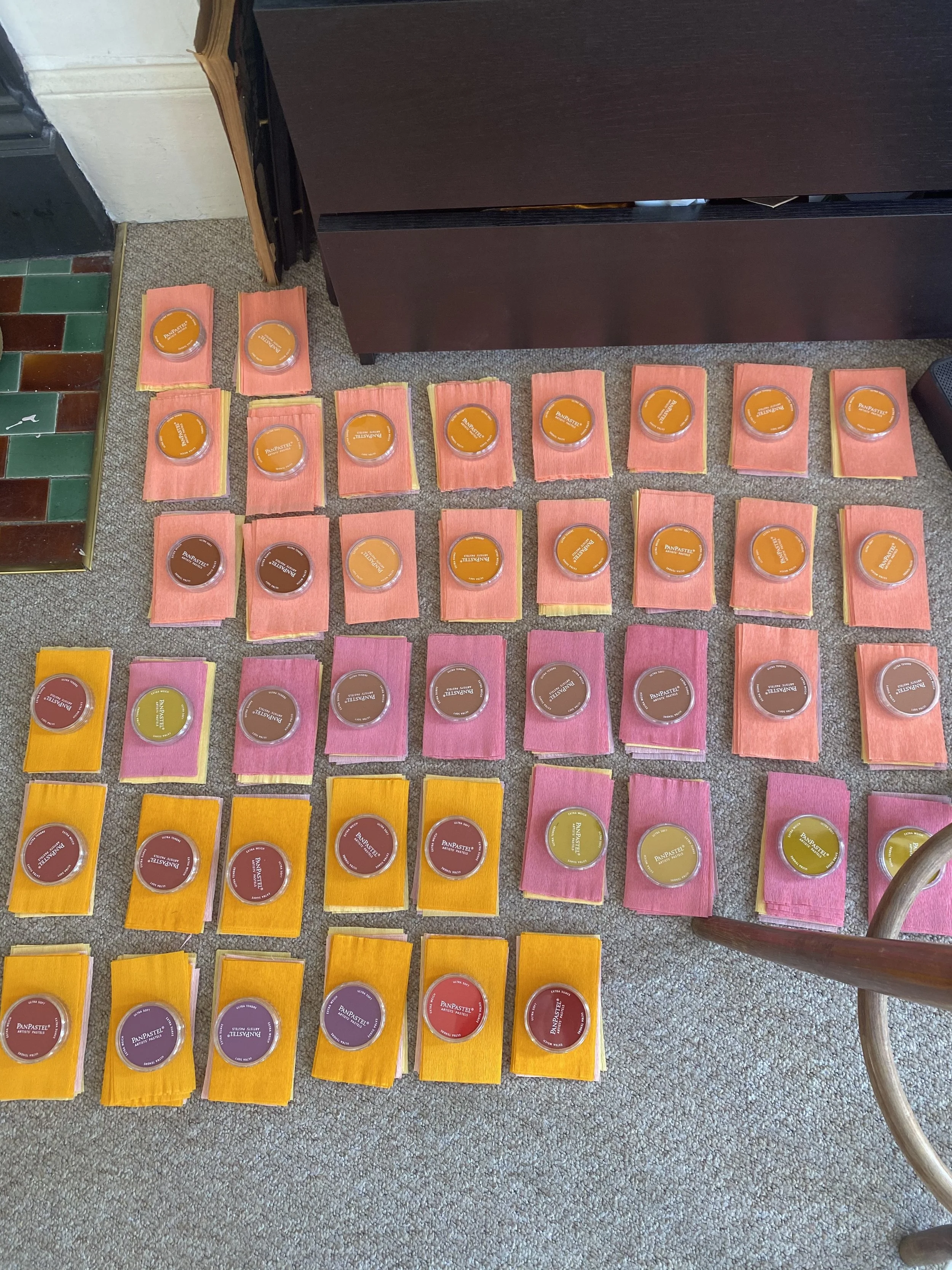Colour, sorted and ready. Two sessions, so double the usual prep.