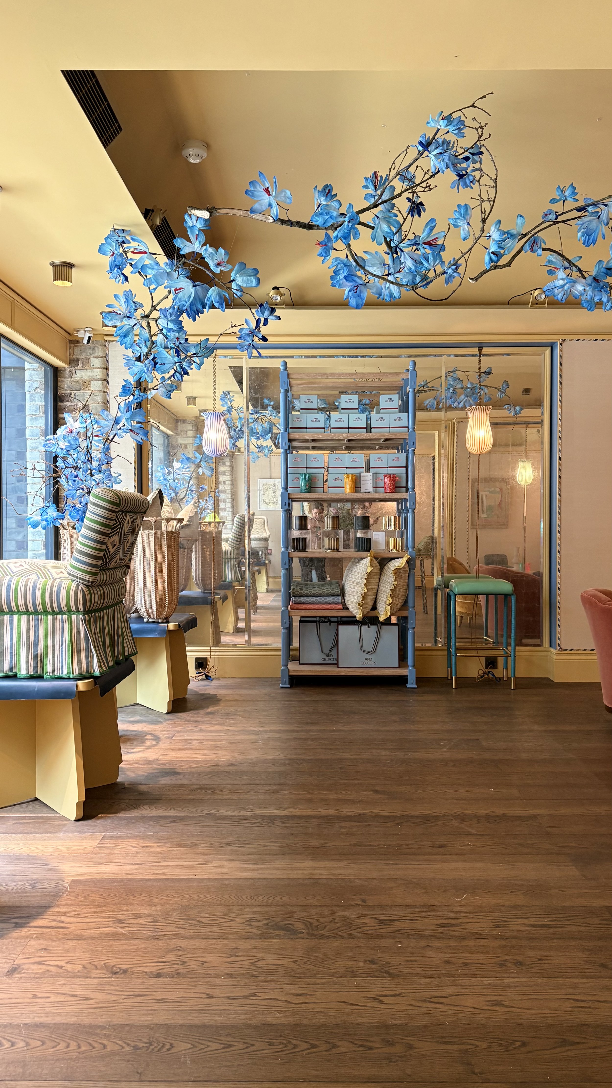 "Suspended in Blue", a flower installation I made for And Objects in Pimlico for Belgravia in Bloom, 2025.