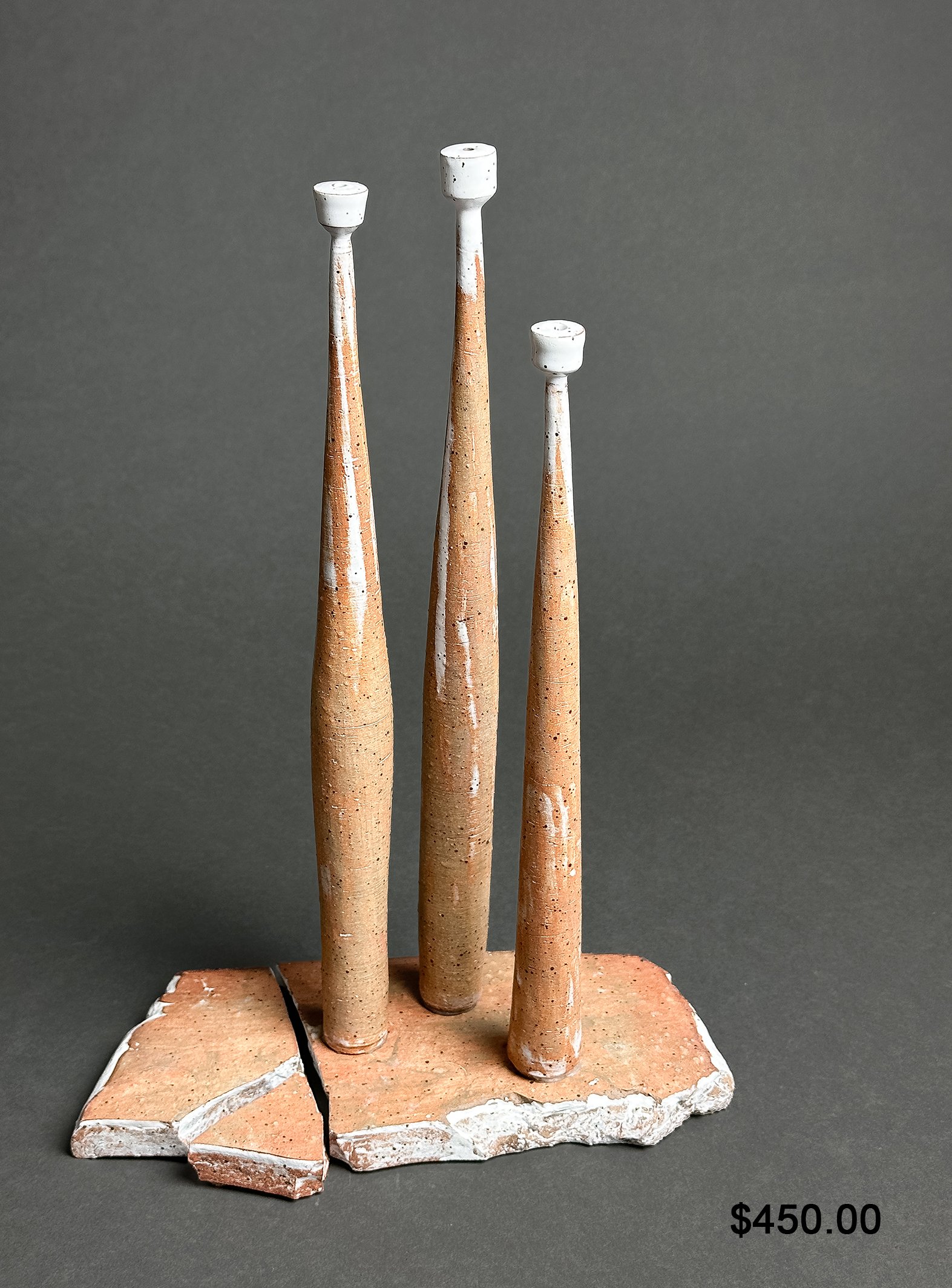 Earthenware Set, 12"-14" Tall, White Glossy Glaze, and Iron Wash. Available, Item: #08