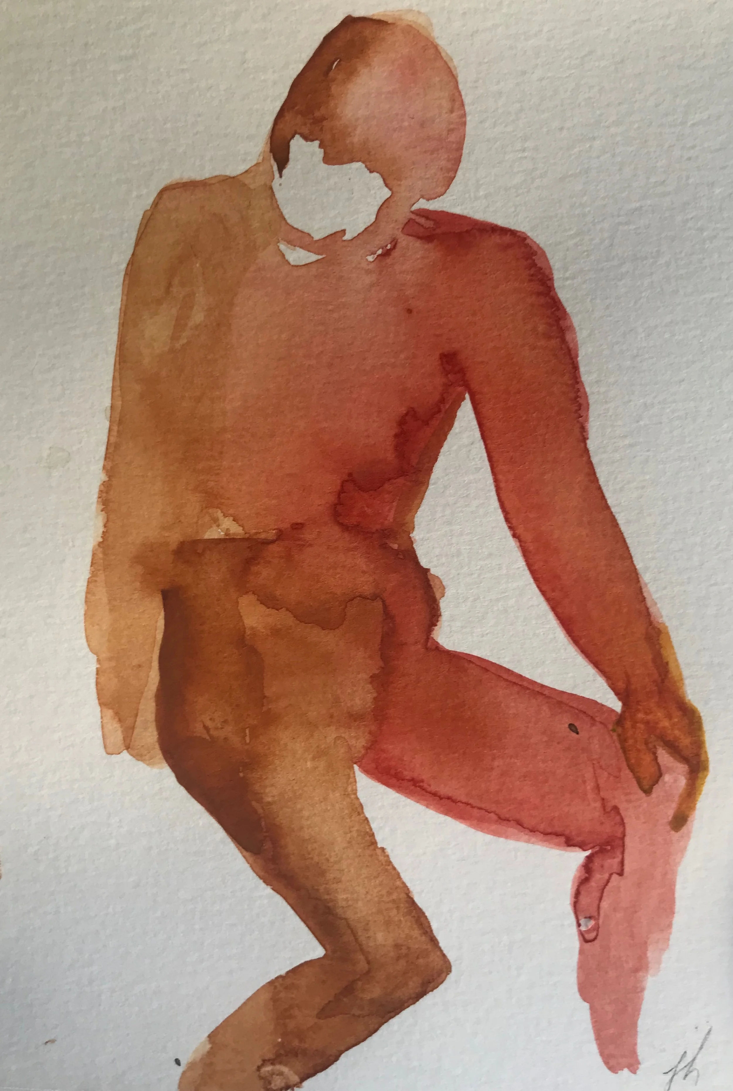 Looking away 7 x 11 watercolor on paper SOLD