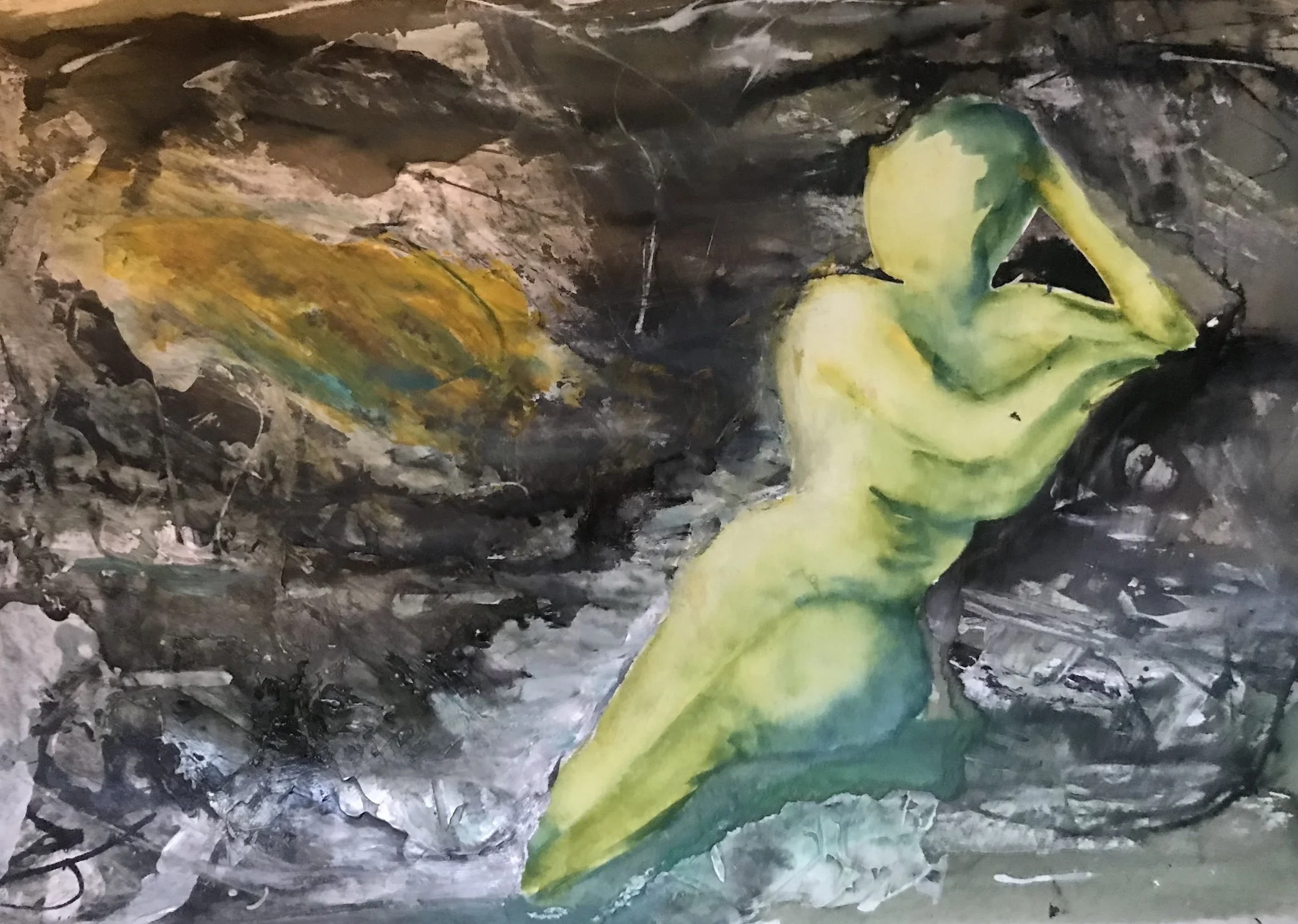 Waiting on the world to change 12 x 16 mixed media (framed) $150