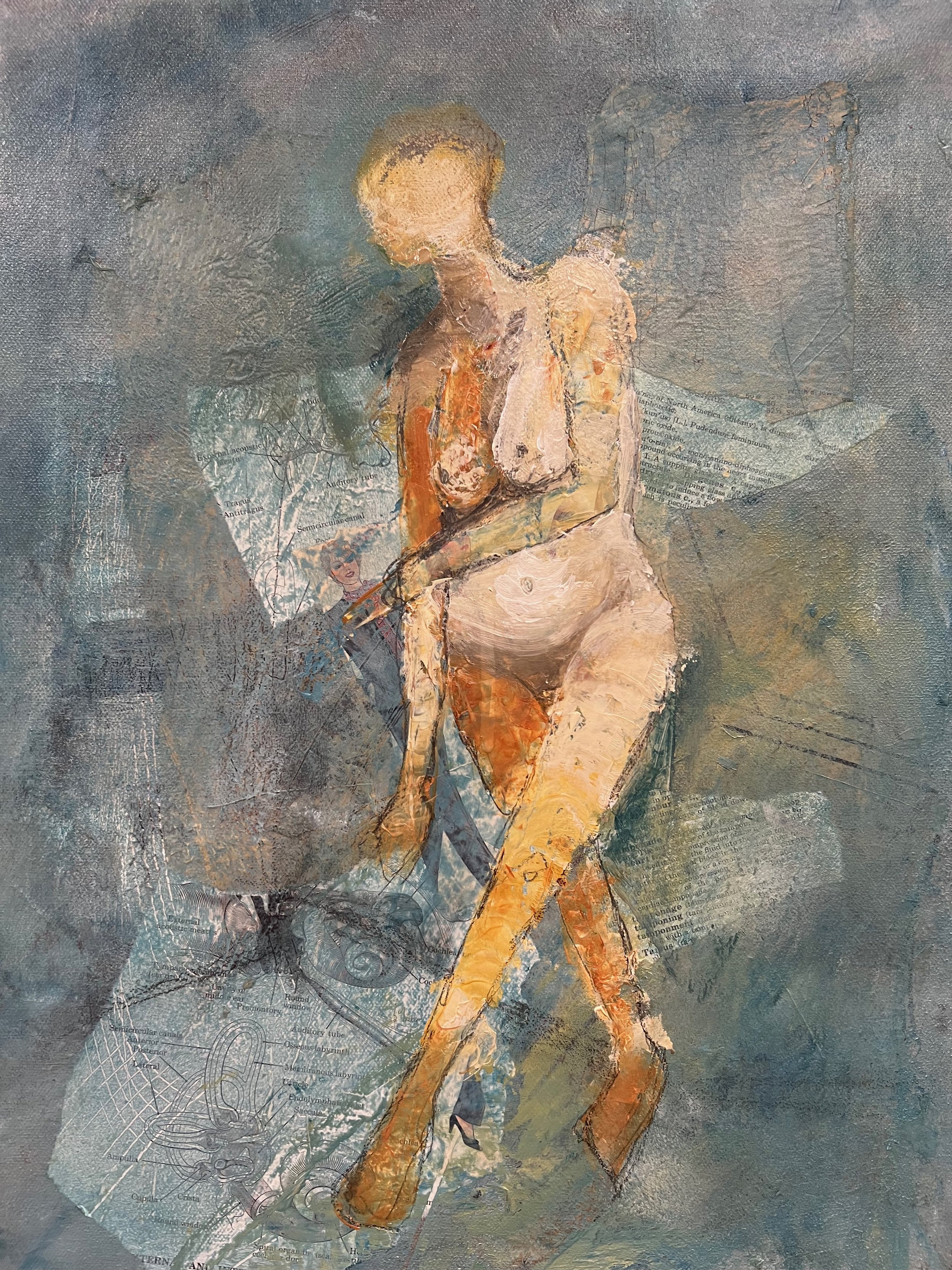 We're not one size 14 x 18 mixed media on canvas $300
